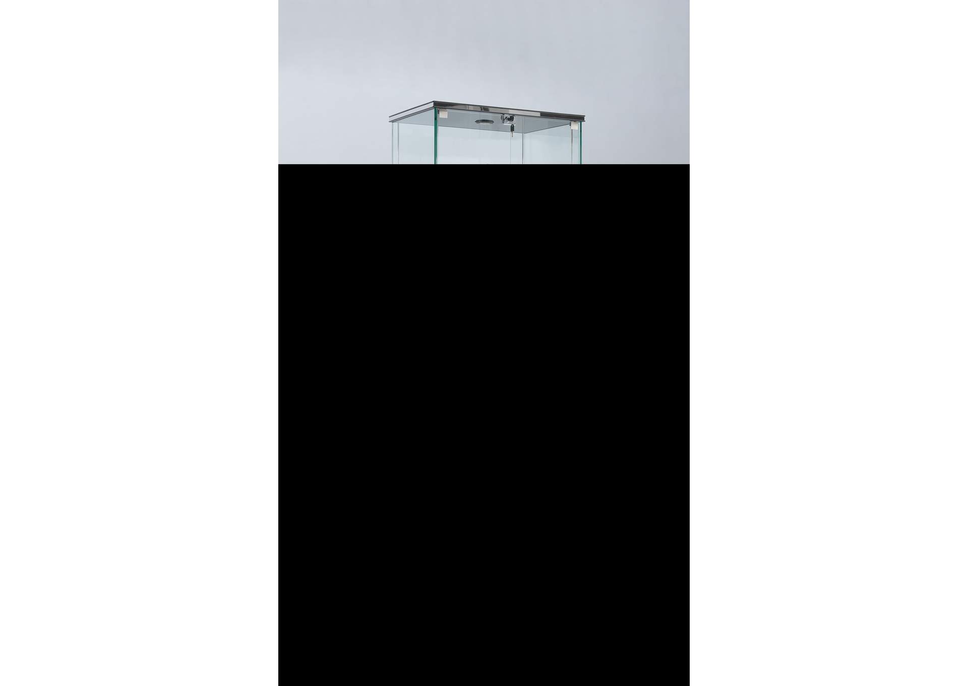 Contemporary Glass Curio With Shelves , Drawer & Led Lights