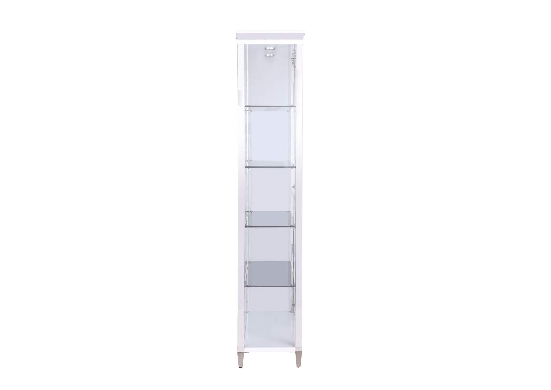 Contemporary Tempered Glass Curio With Shelves , Lighting & Locking Doors image 5