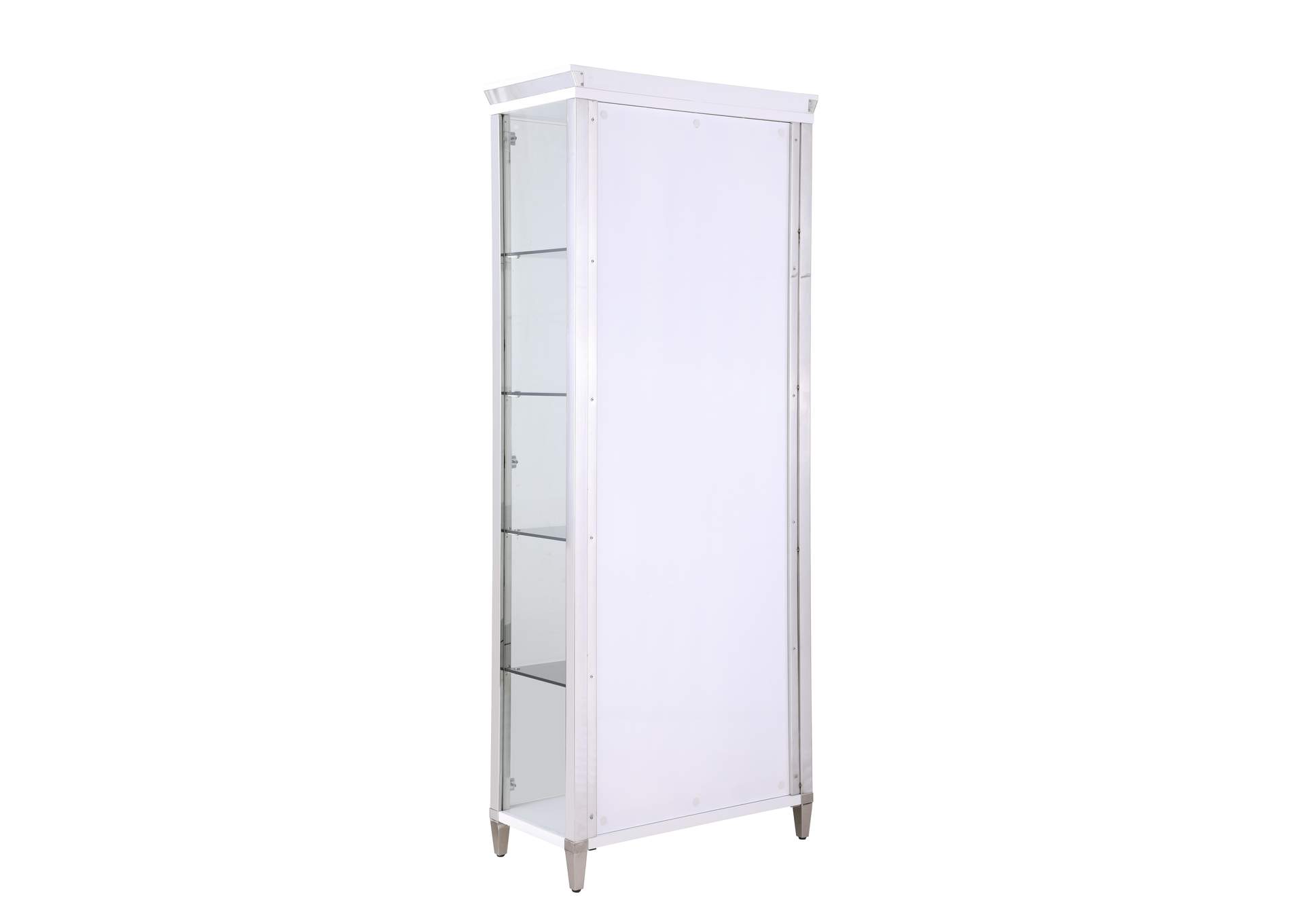 Contemporary Tempered Glass Curio With Shelves , Lighting & Locking Doors image 7