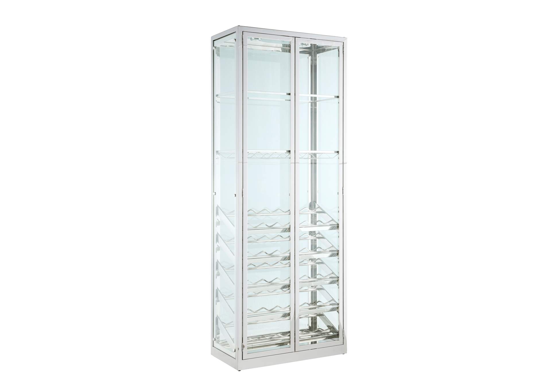 Contemporary Glass Curio With Wine & Stemware Racks image 3