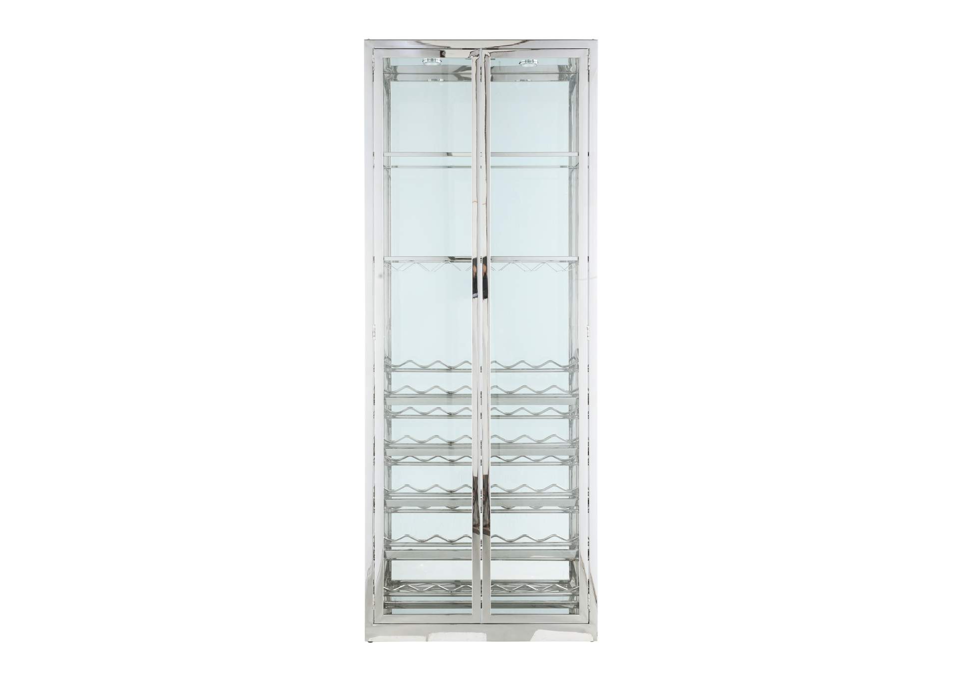 Contemporary Glass Curio With Wine & Stemware Racks image 4