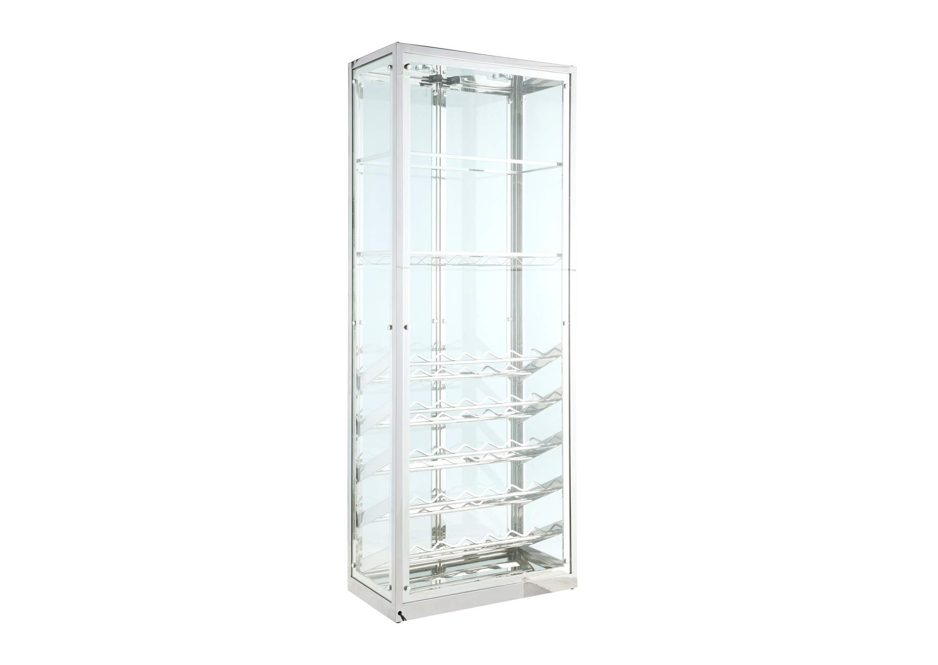 Contemporary Glass Curio With Wine & Stemware Racks image 7