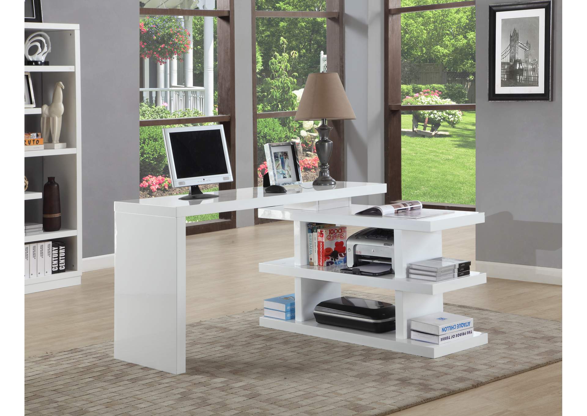 Motion Home Office Desk With Shelves image 1