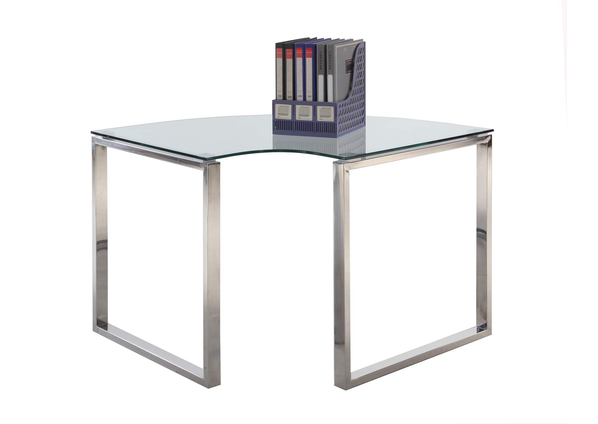 Contemporary Corner Desk With Glass Top image 1