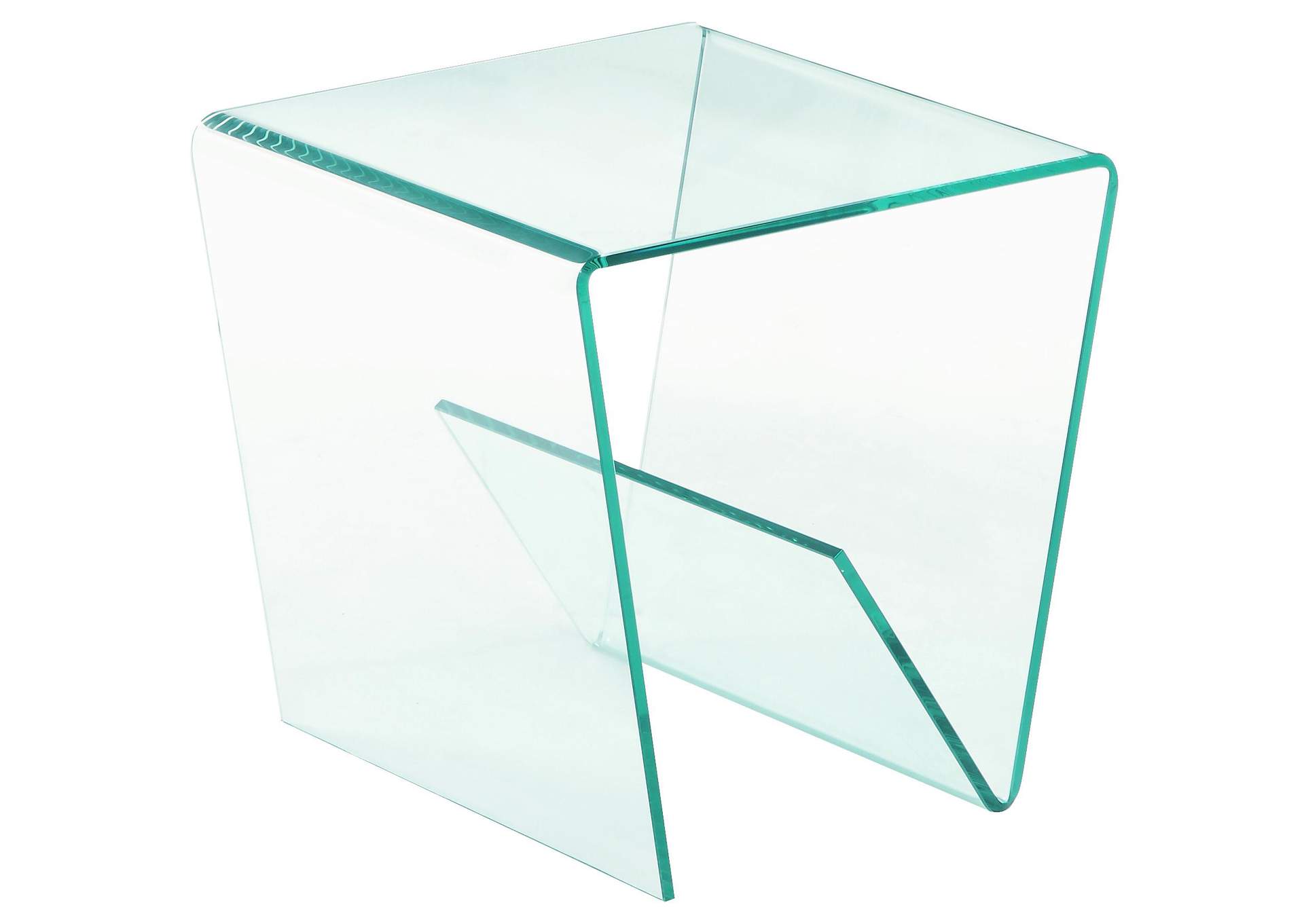 20" Square Bent Clear Glass Lamp Table image 1