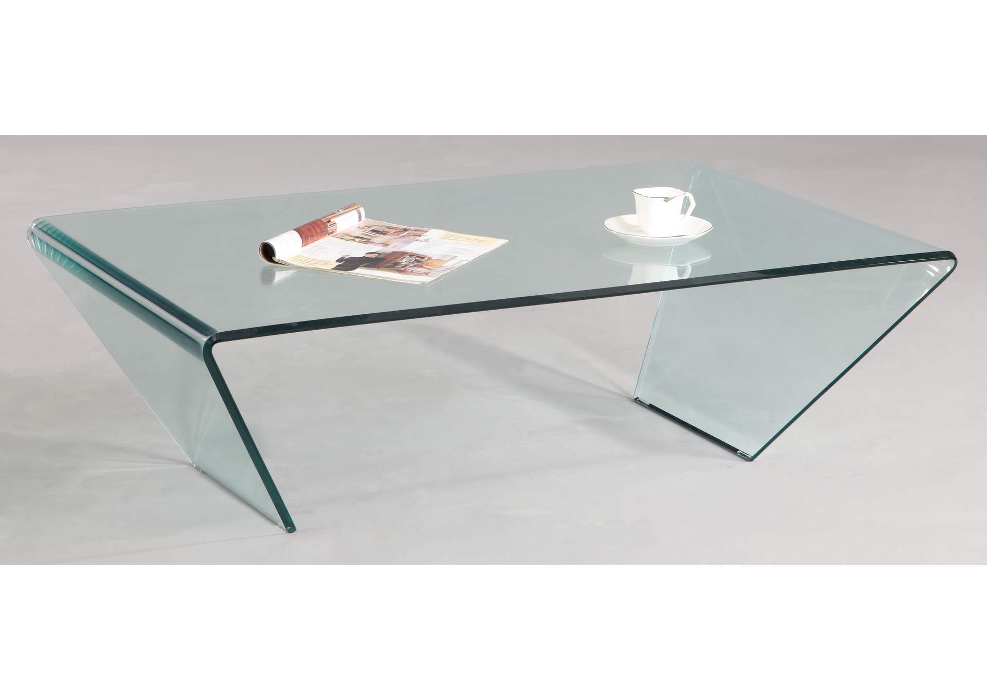 28" 45" Rectanglular Bent Glass Cocktail Table image 1