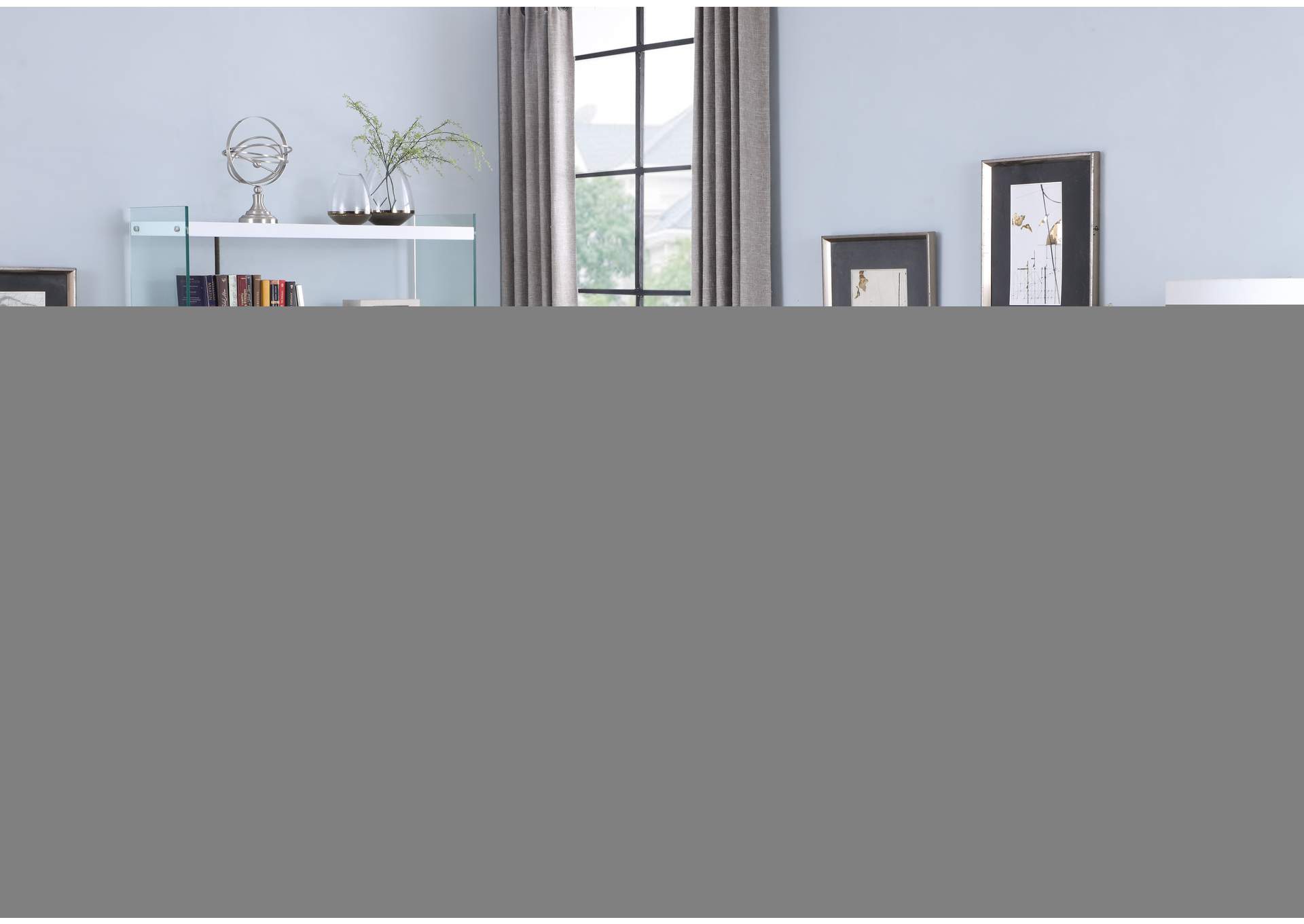 Contemporary Gloss White & Glass Book Case image 6