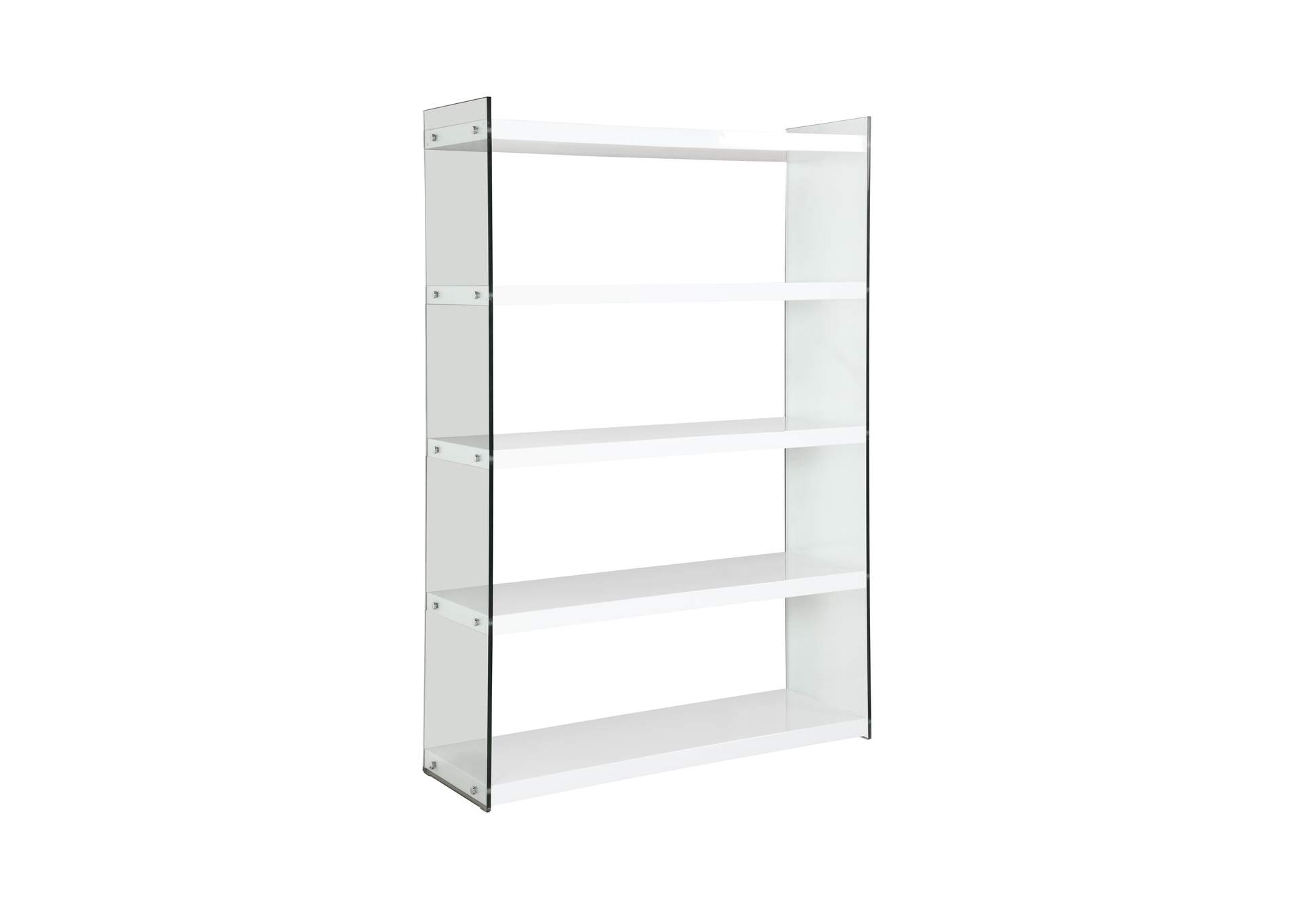 Contemporary Gloss White & Glass Book Case image 3