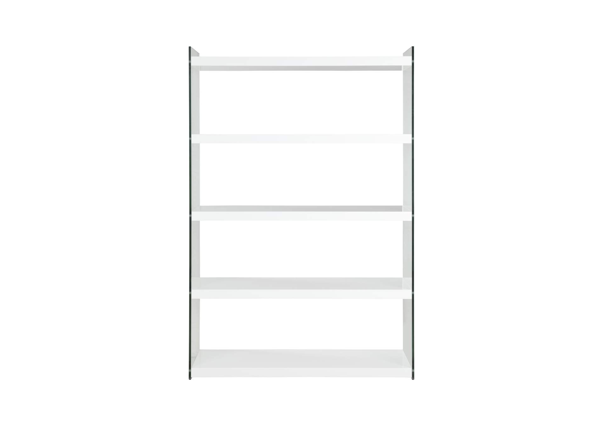 Contemporary Gloss White & Glass Book Case image 4