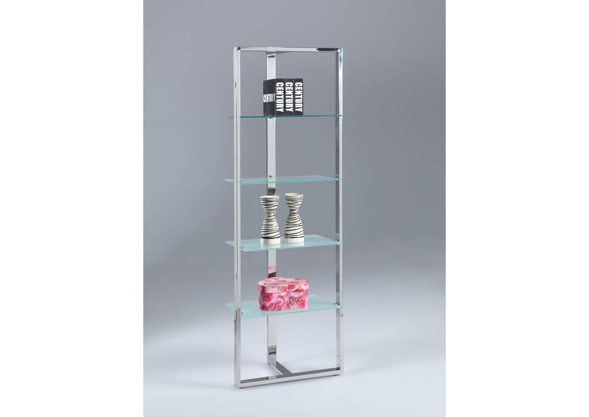 Modern 4-Tier Tempered Glass Bookshelf image 1