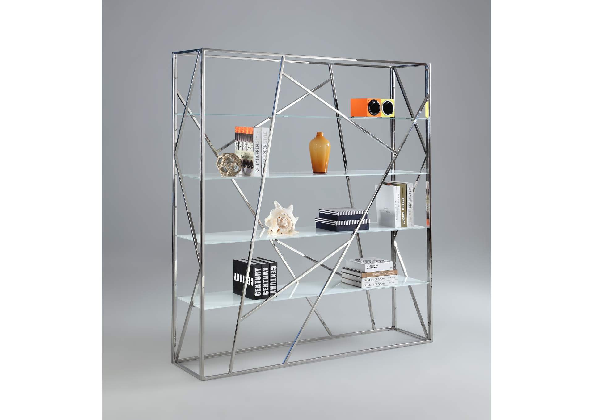 Art Deco Bookshelf With 4 Starphire Glass Shelves image 1