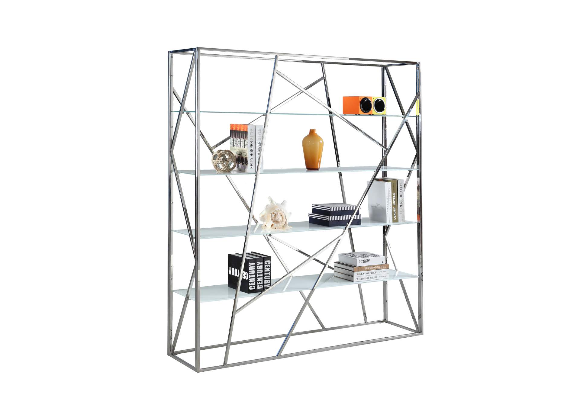 Art Deco Bookshelf With 4 Starphire Glass Shelves image 3