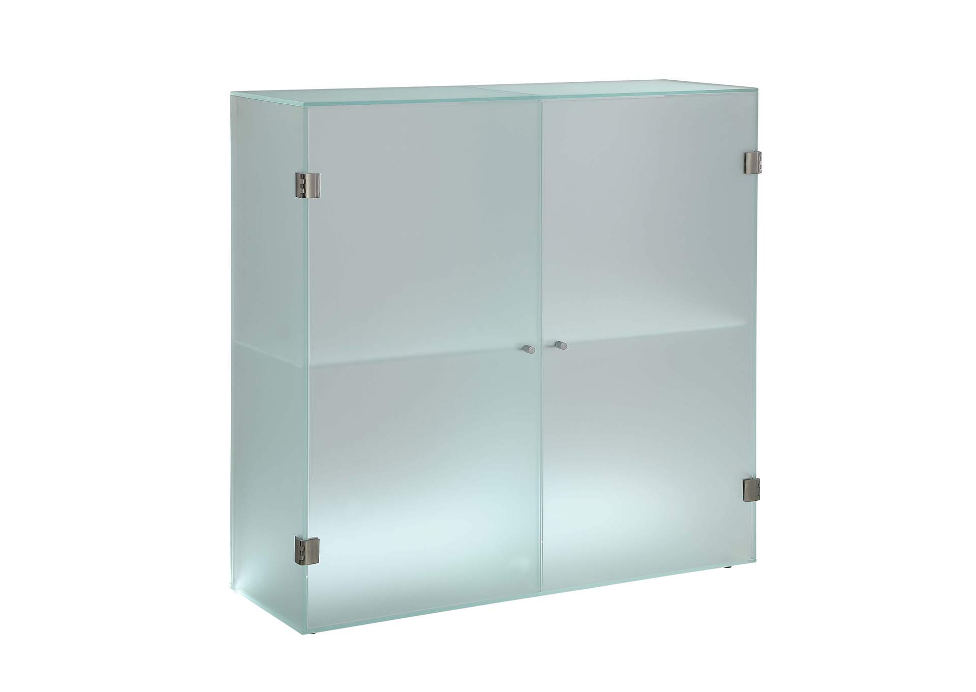 Frosted Glass Cabinet With Doors , Shelves & Led Lights image 3