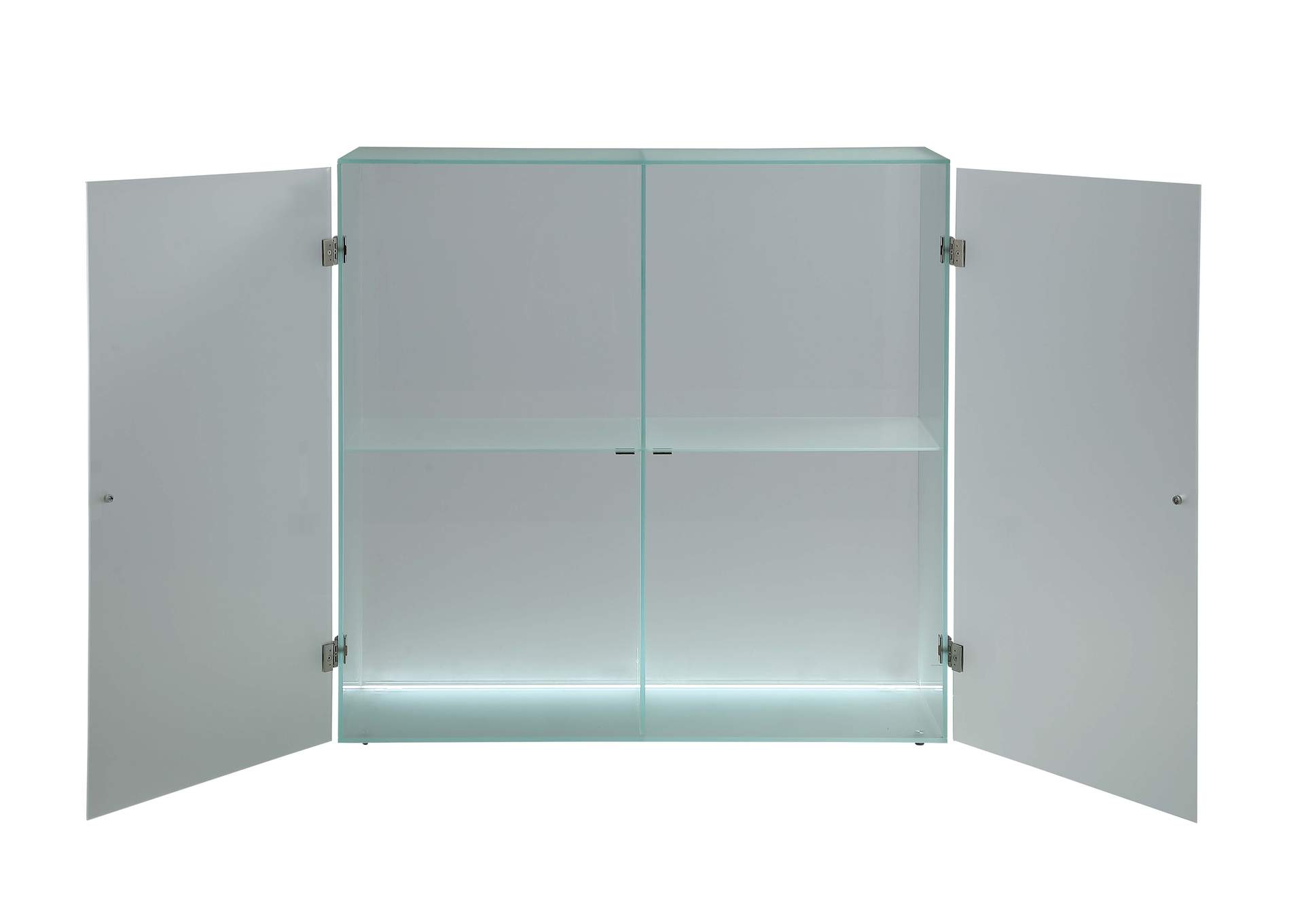 Frosted Glass Cabinet With Doors , Shelves & Led Lights image 7