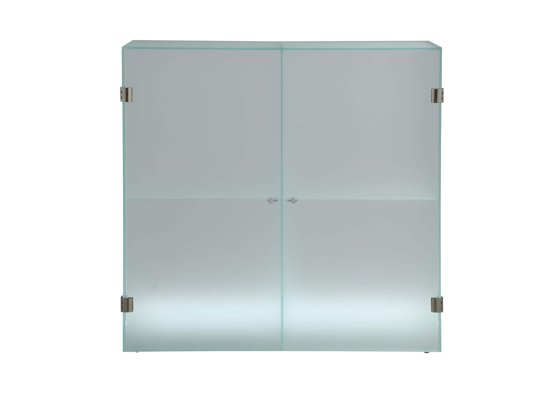 Frosted Glass Cabinet With Doors , Shelves & Led Lights image 4