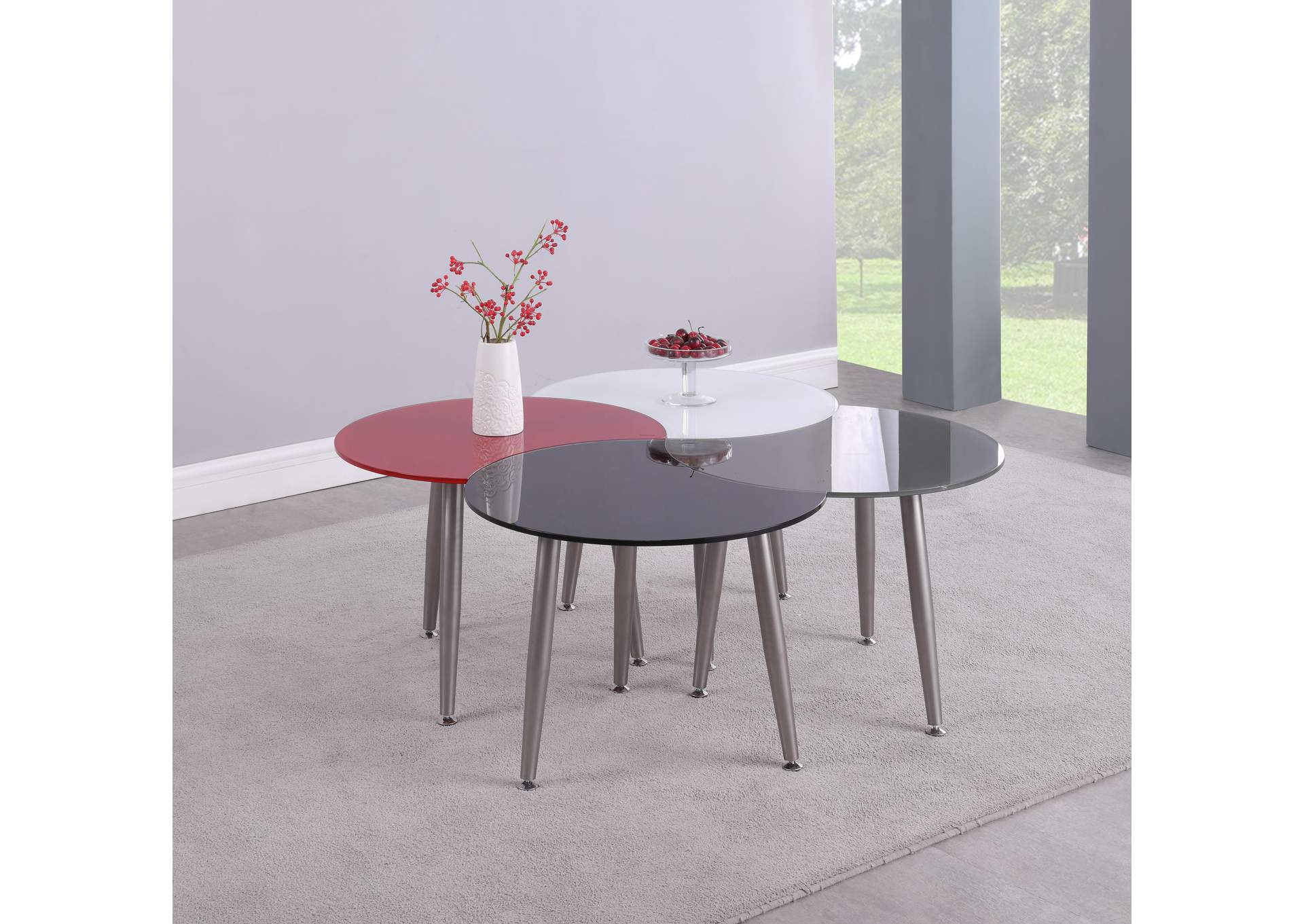 Contemporary Multi-Color Four Table Cocktail Set image 3