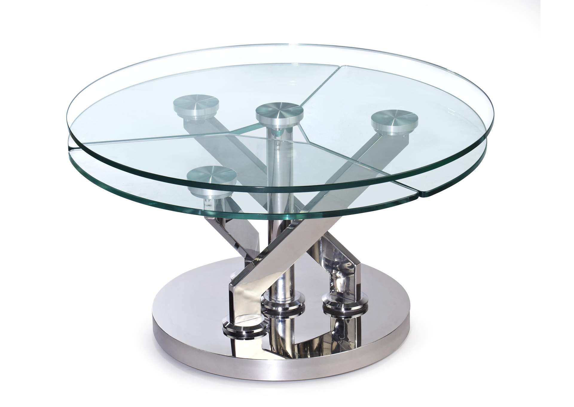 Contemporary Cocktail Table With Glass Top & Motion Shelves image 4
