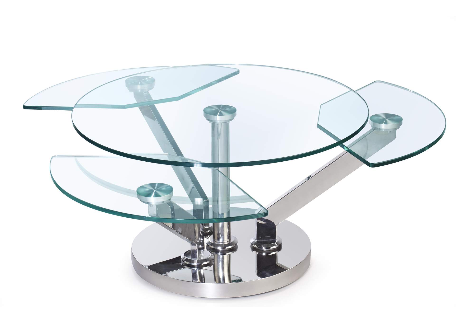Contemporary Cocktail Table With Glass Top & Motion Shelves image 3