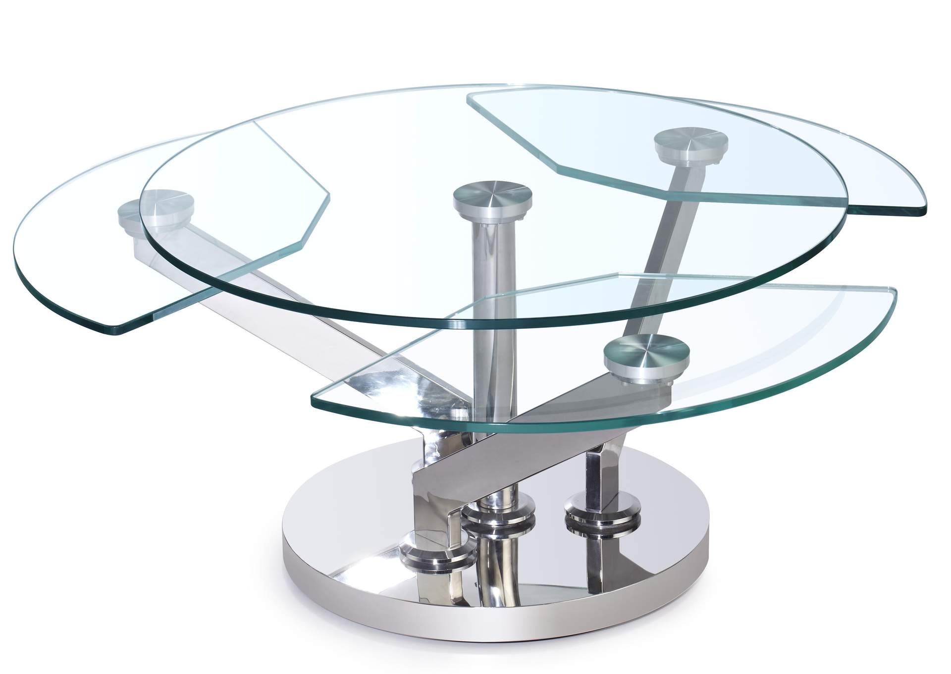 Contemporary Cocktail Table With Glass Top & Motion Shelves image 1