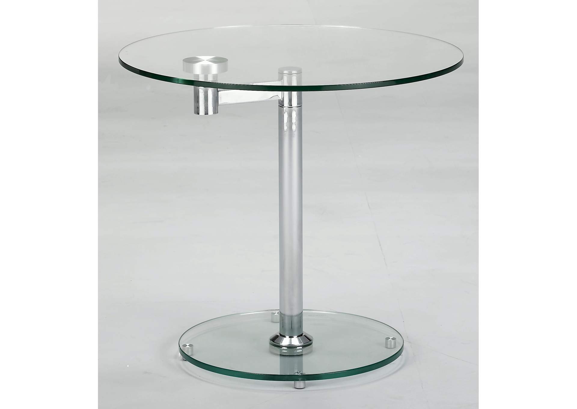 24" Rotating Round Glass Lamp Table image 1