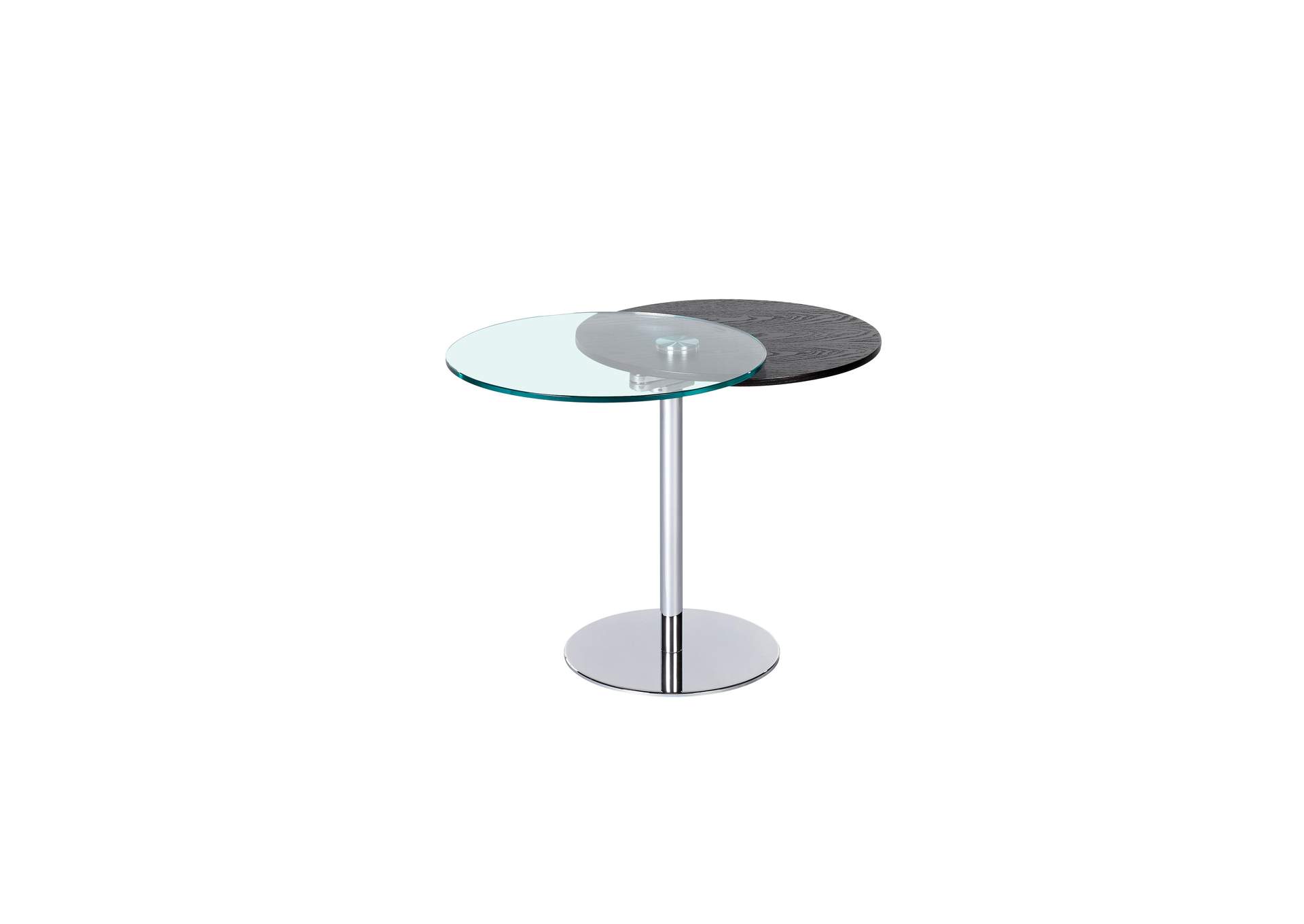 Contemporary Dual Round Top Motion Lamp Table With Glass & Solid Wood image 3