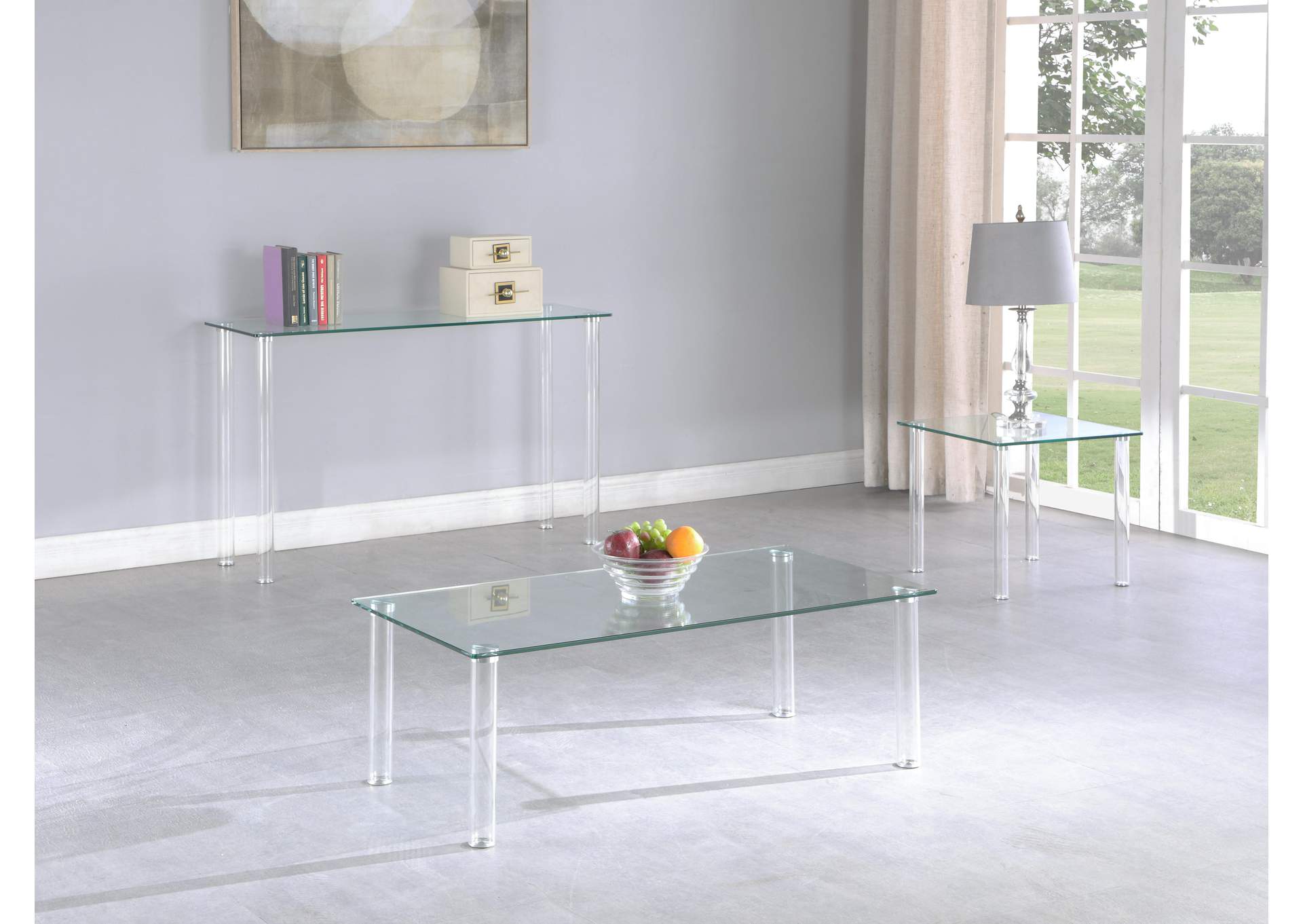 Contemporary All Glass Lamp Table