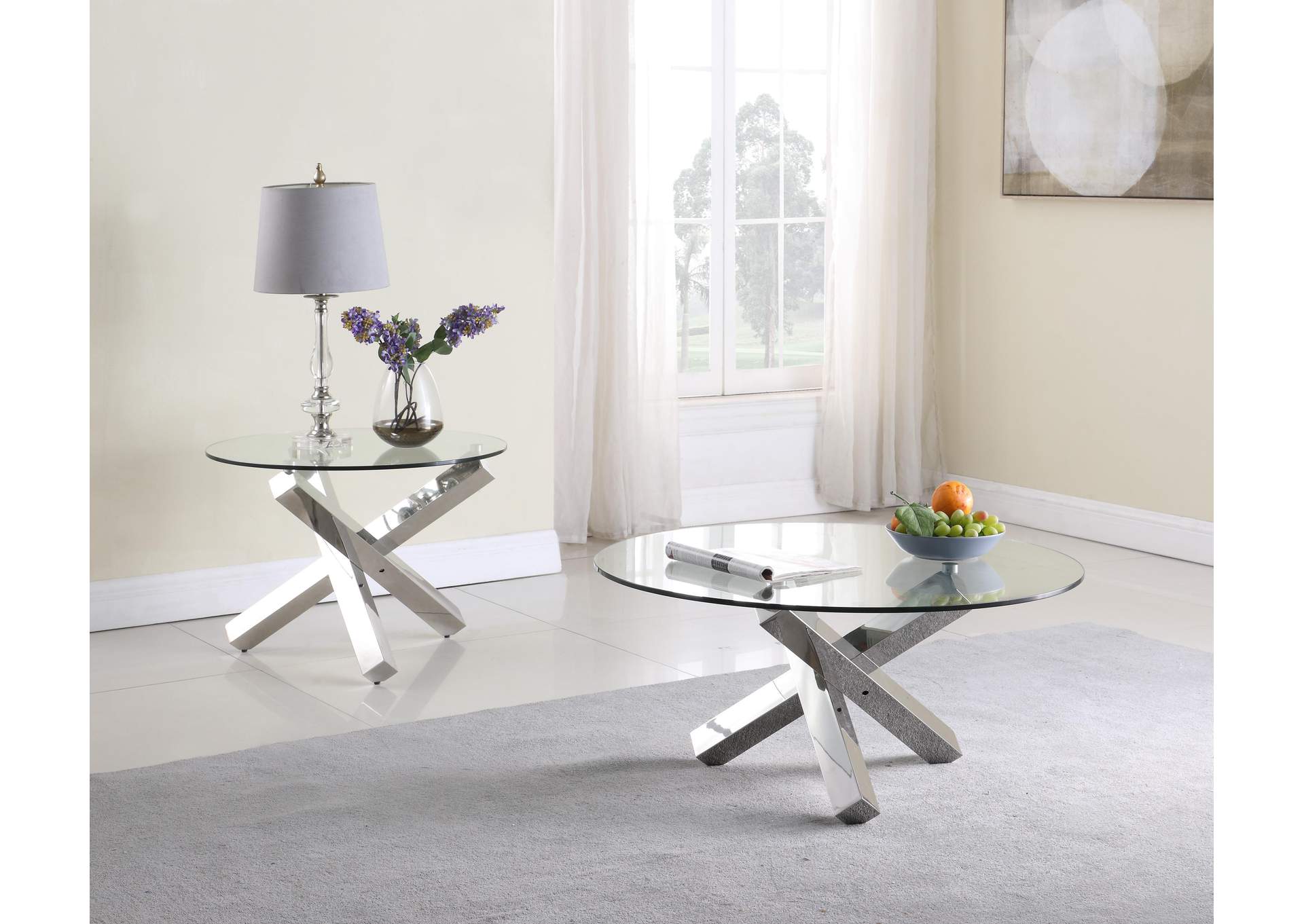 Contemporary 26" Round Lamp Table image 1
