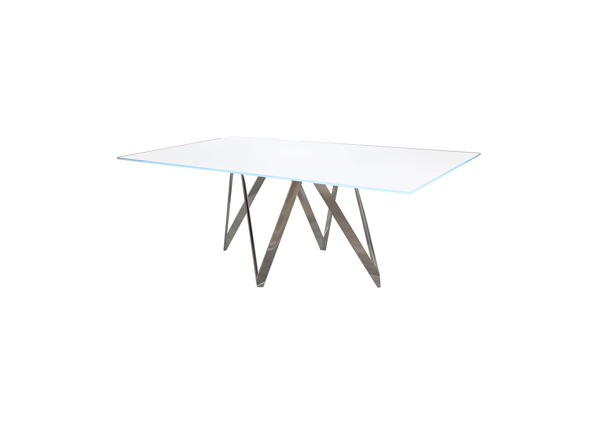 Modern Dining Set With White Glass Table & 4 Chairs image 4