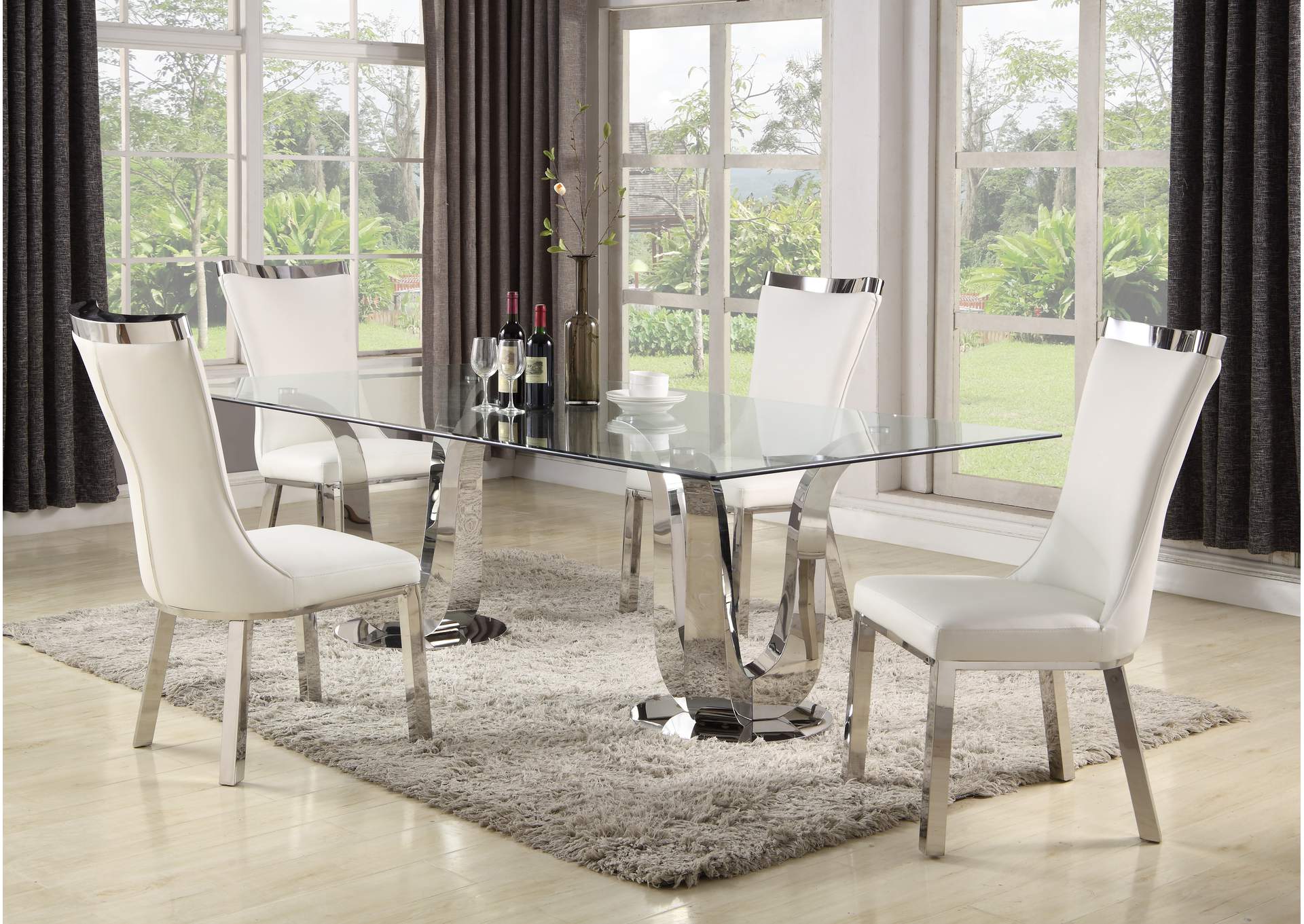 Contemporary Rectangular Glass Dining Table