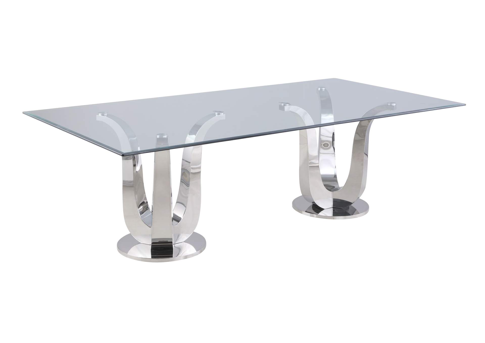 Contemporary Dining Set With Rectangular Glass Table & 4 White Chairs image 4