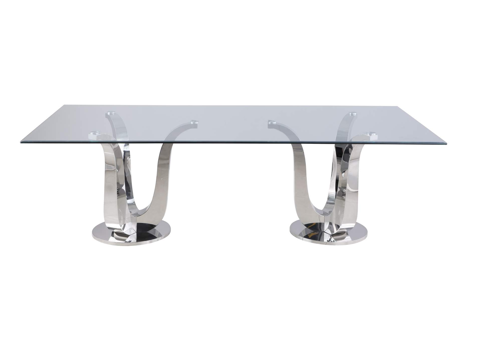 Contemporary Dining Set With Rectangular Glass Table & 4 White Chairs image 5