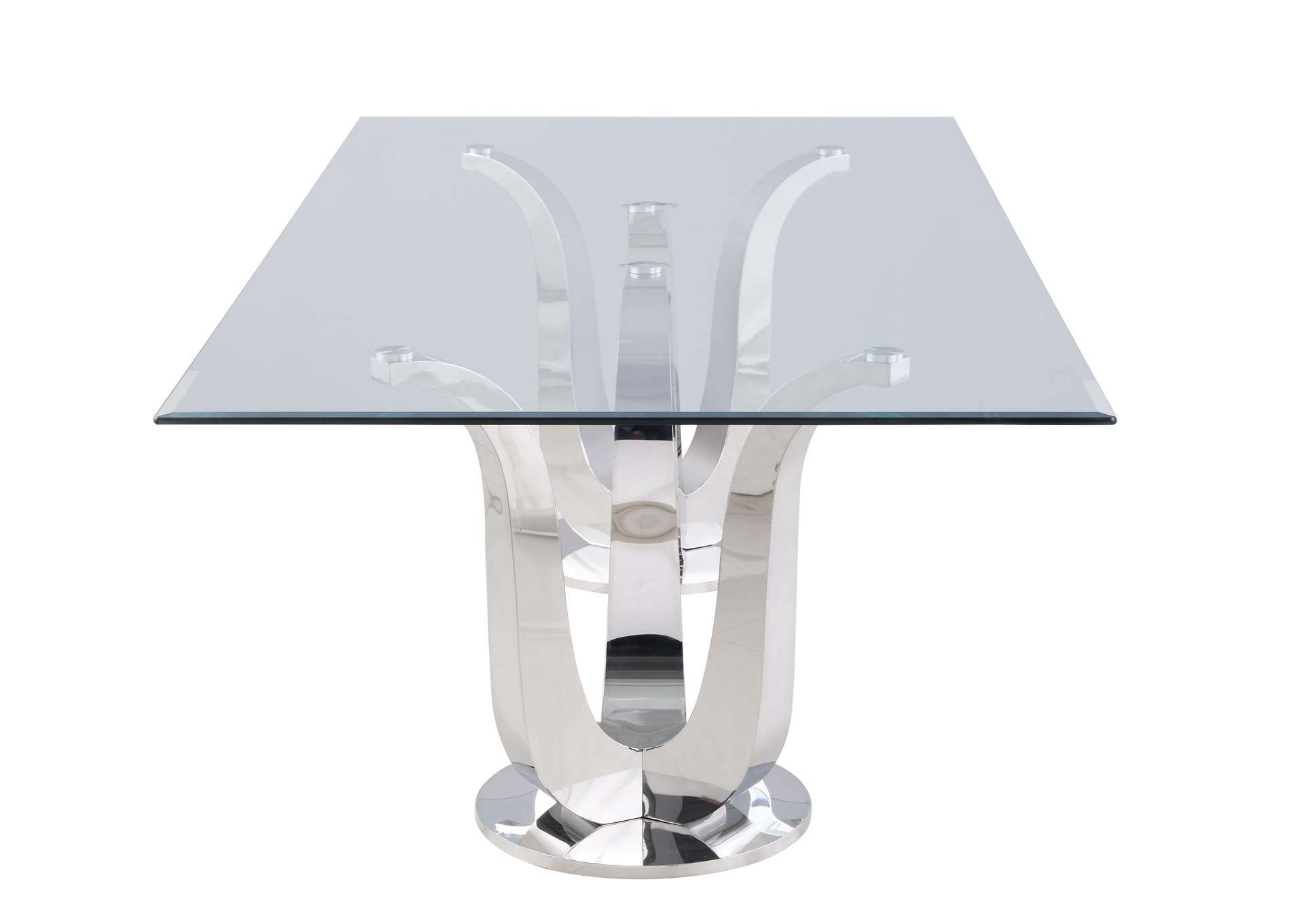 Contemporary Dining Set With Rectangular Glass Table & 4 White Chairs image 6