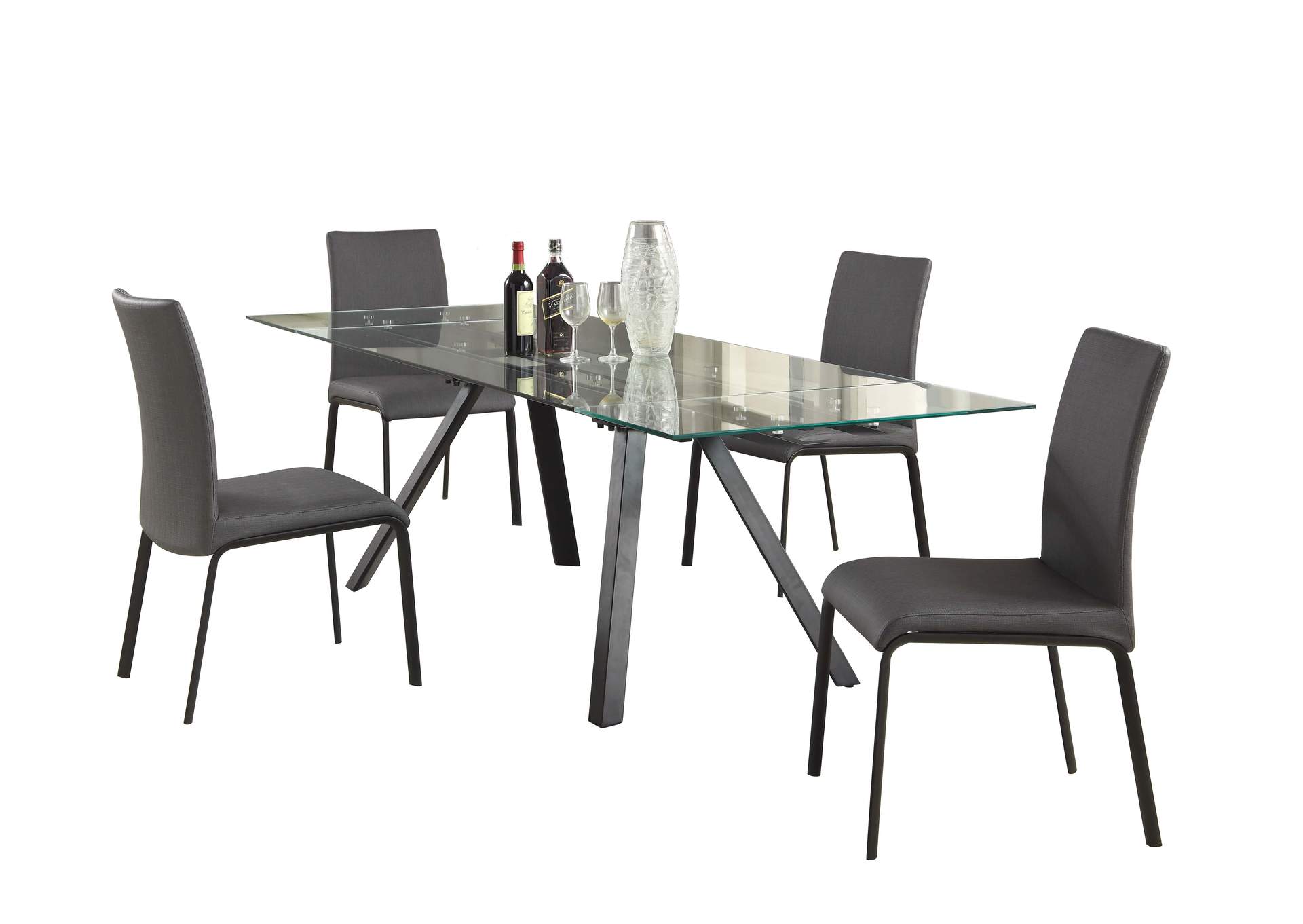 Dining Set With Extendable Glass Table & Curved-Back Chairs image 3