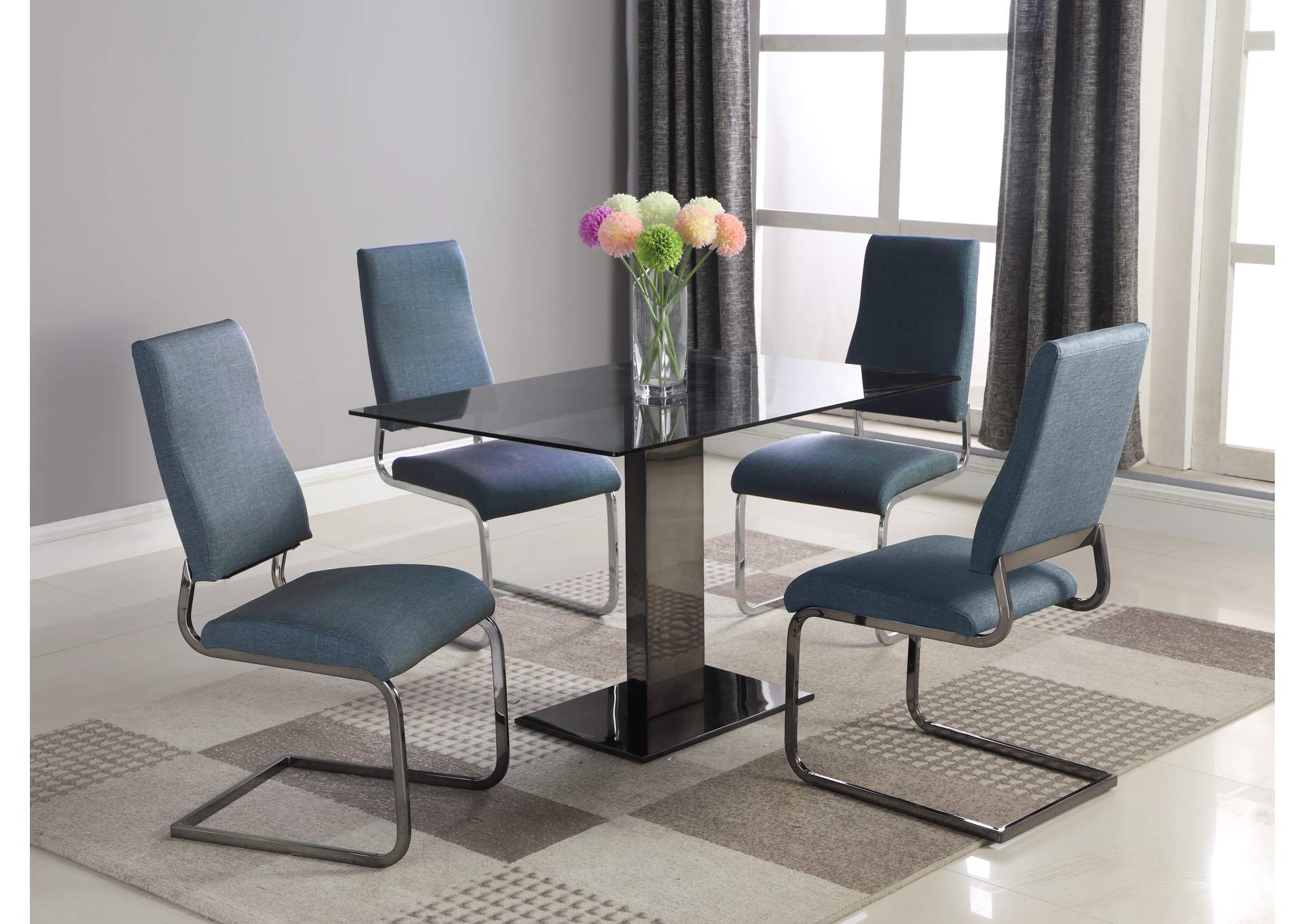 Contemporary Black Glass Dining Table image 1