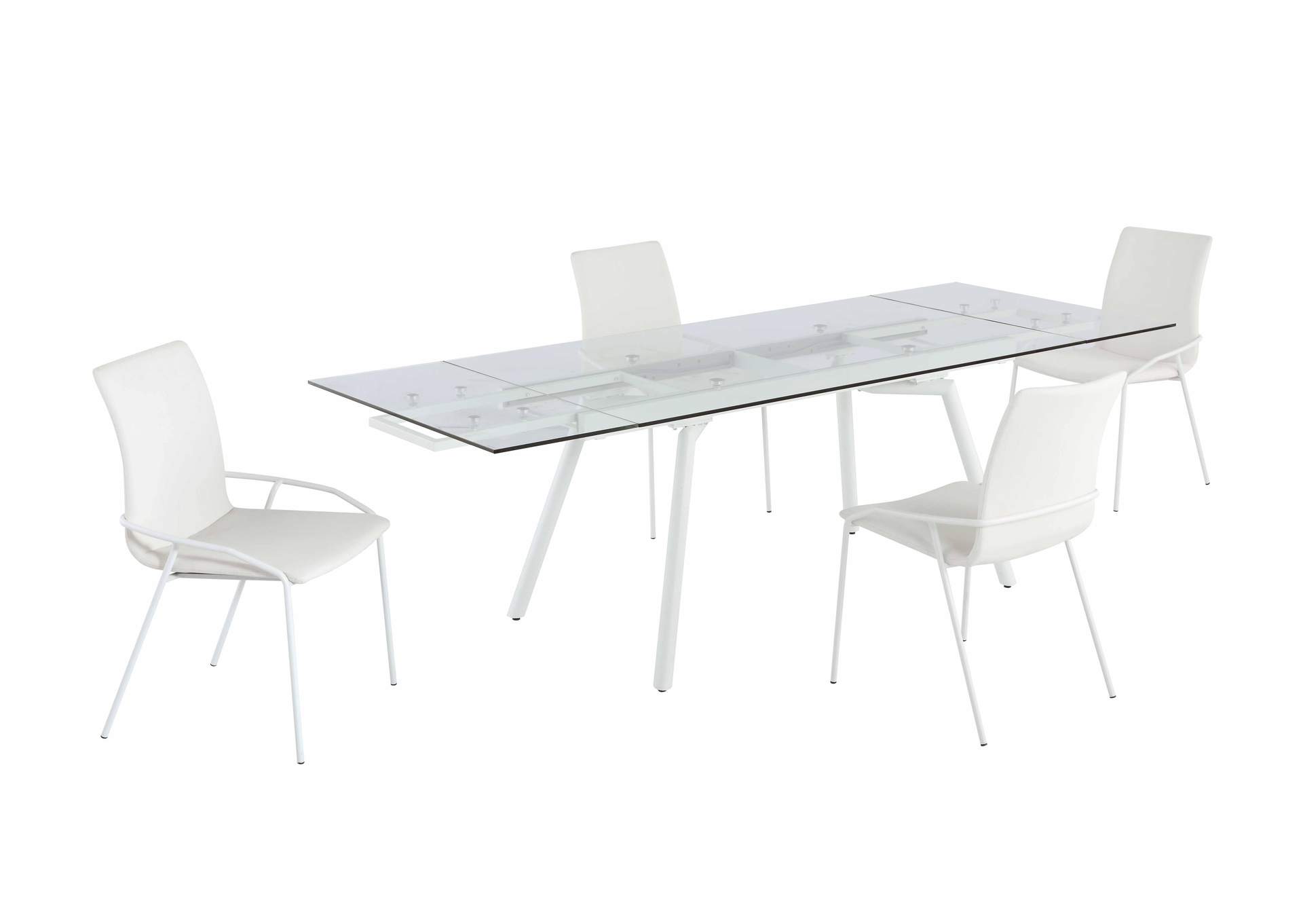 Contemporary Dining Set With Extendable Glass Table & 4 Side Chairs image 1