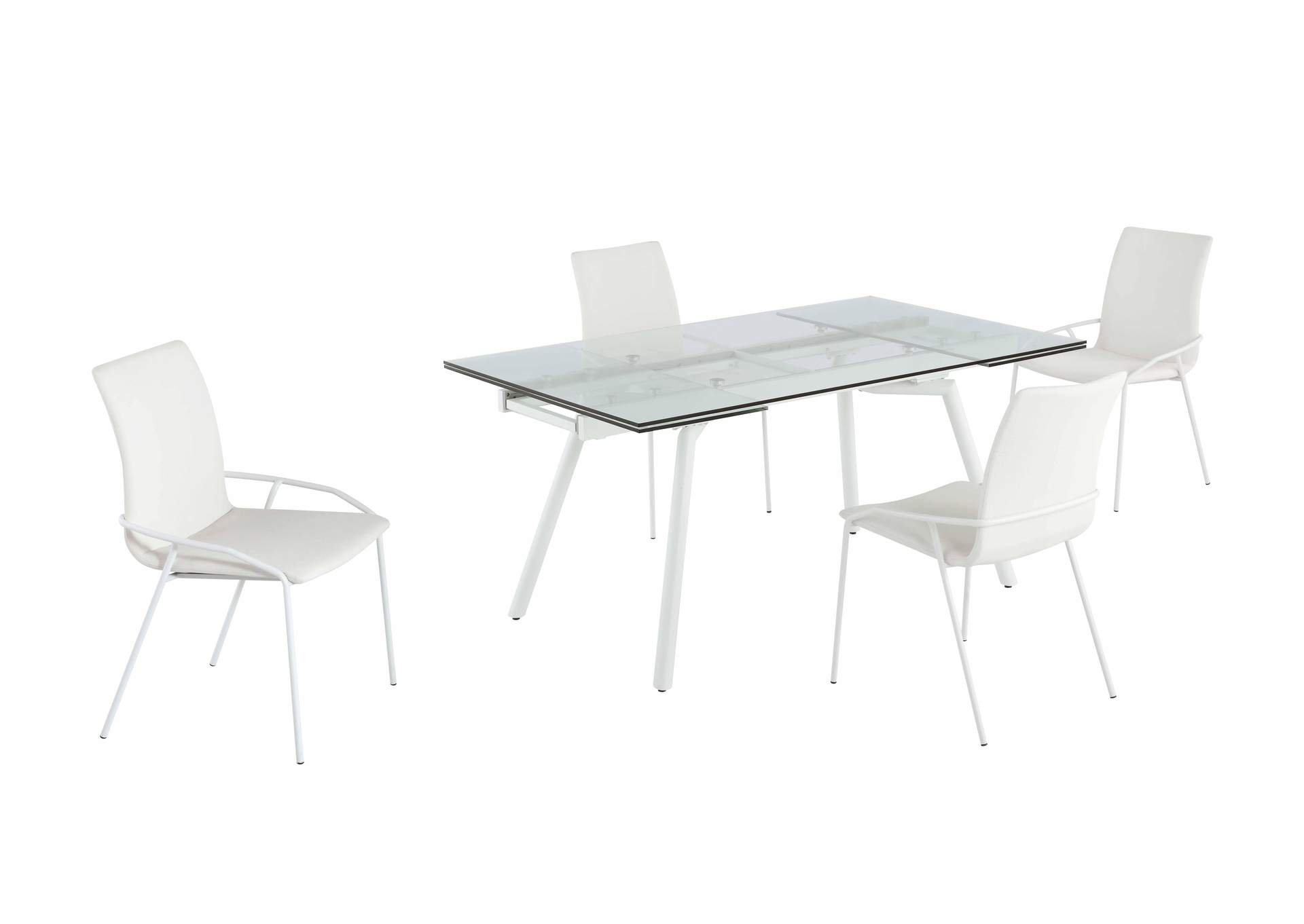 Contemporary Dining Set With Extendable Glass Table & 4 Side Chairs image 3