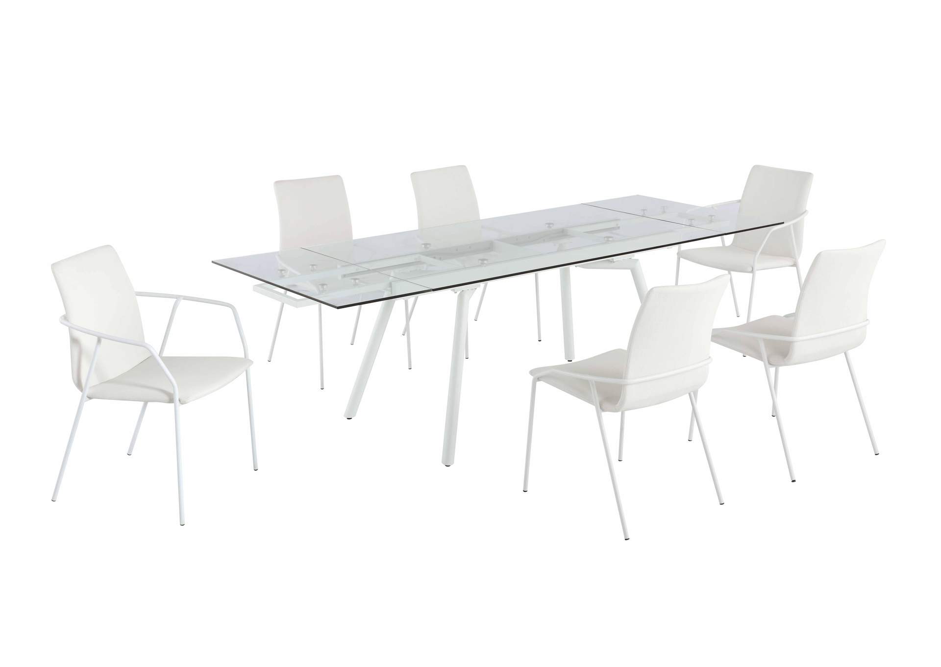 Contemporary Dining Set With Extendable Glass Table With 4 Side Chairs And 2 Arm Chairs image 1
