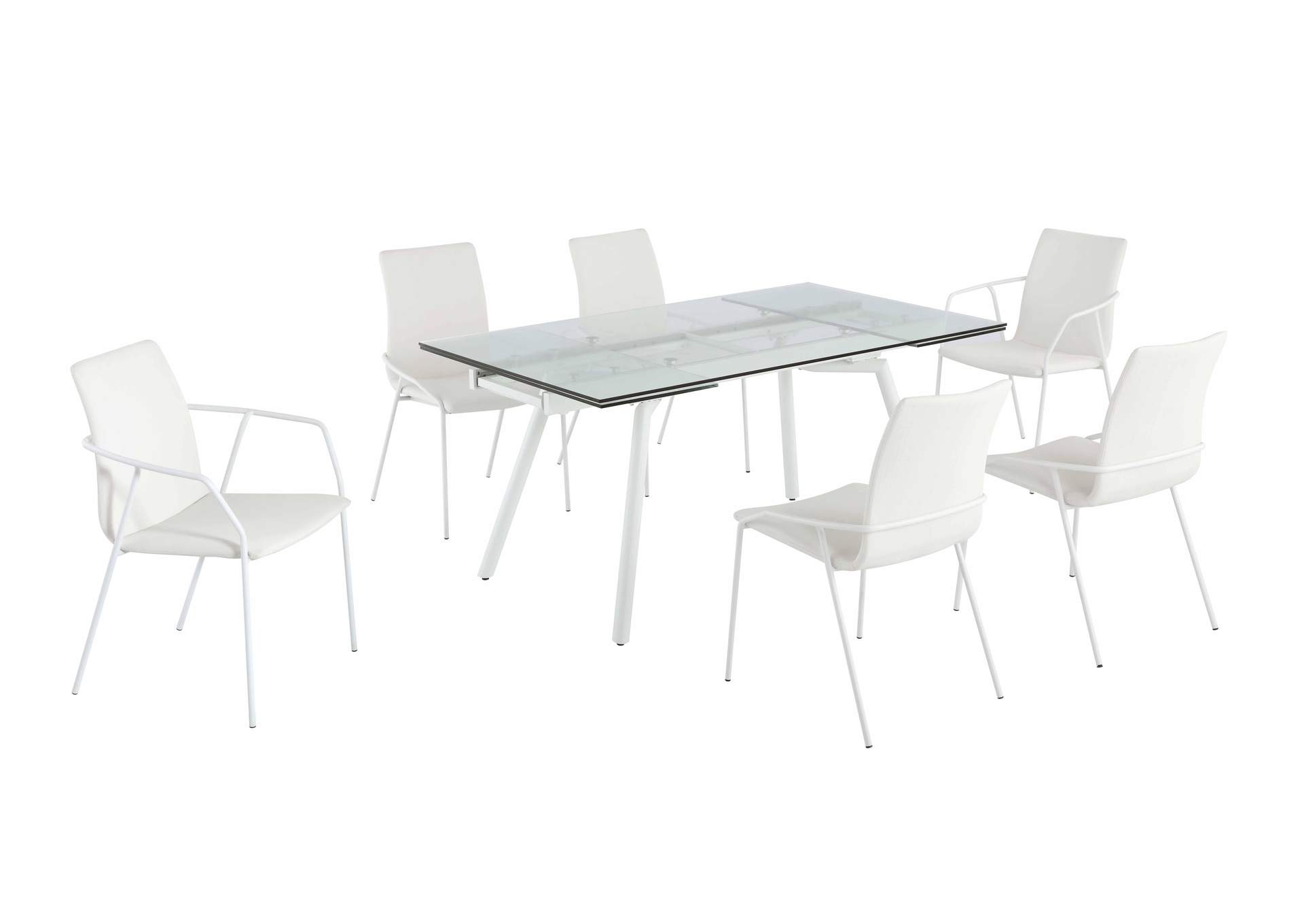 Contemporary Dining Set With Extendable Glass Table With 4 Side Chairs And 2 Arm Chairs image 3