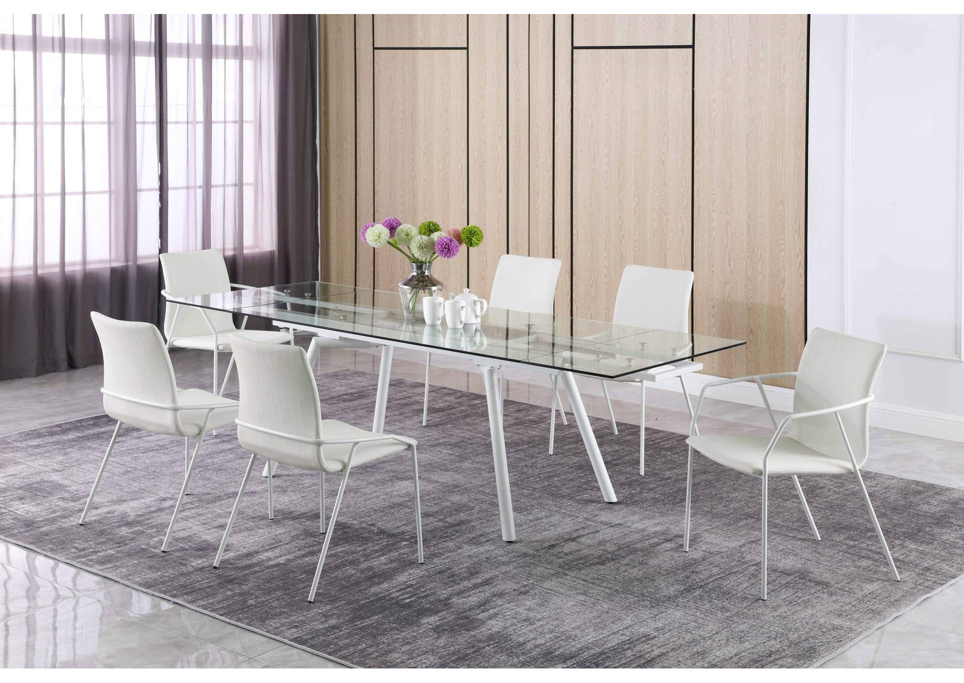 Contemporary Dining Set With Extendable Glass Table With 4 Side Chairs And 2 Arm Chairs image 4