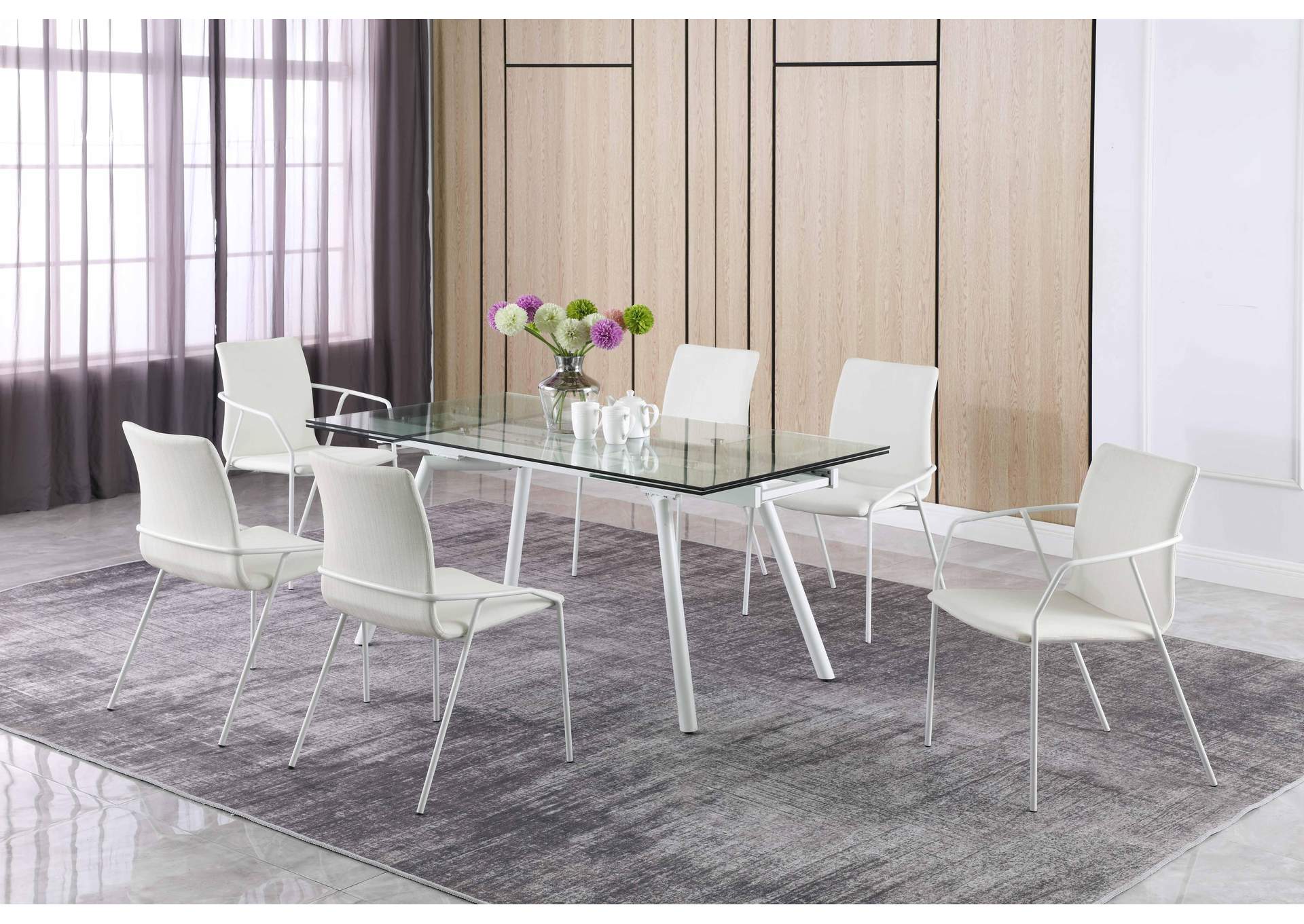 Contemporary Dining Set With Extendable Glass Table With 4 Side Chairs And 2 Arm Chairs image 5