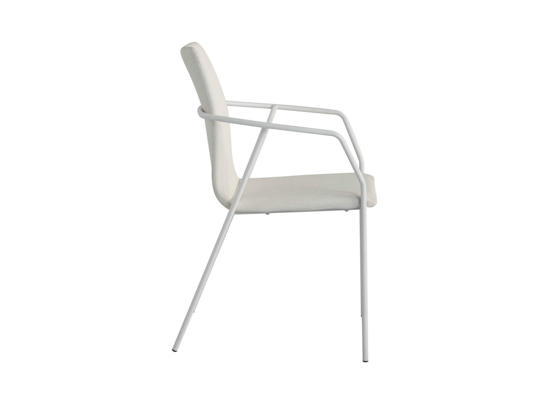 Contemporary White Upholstered Arm Chair image 7