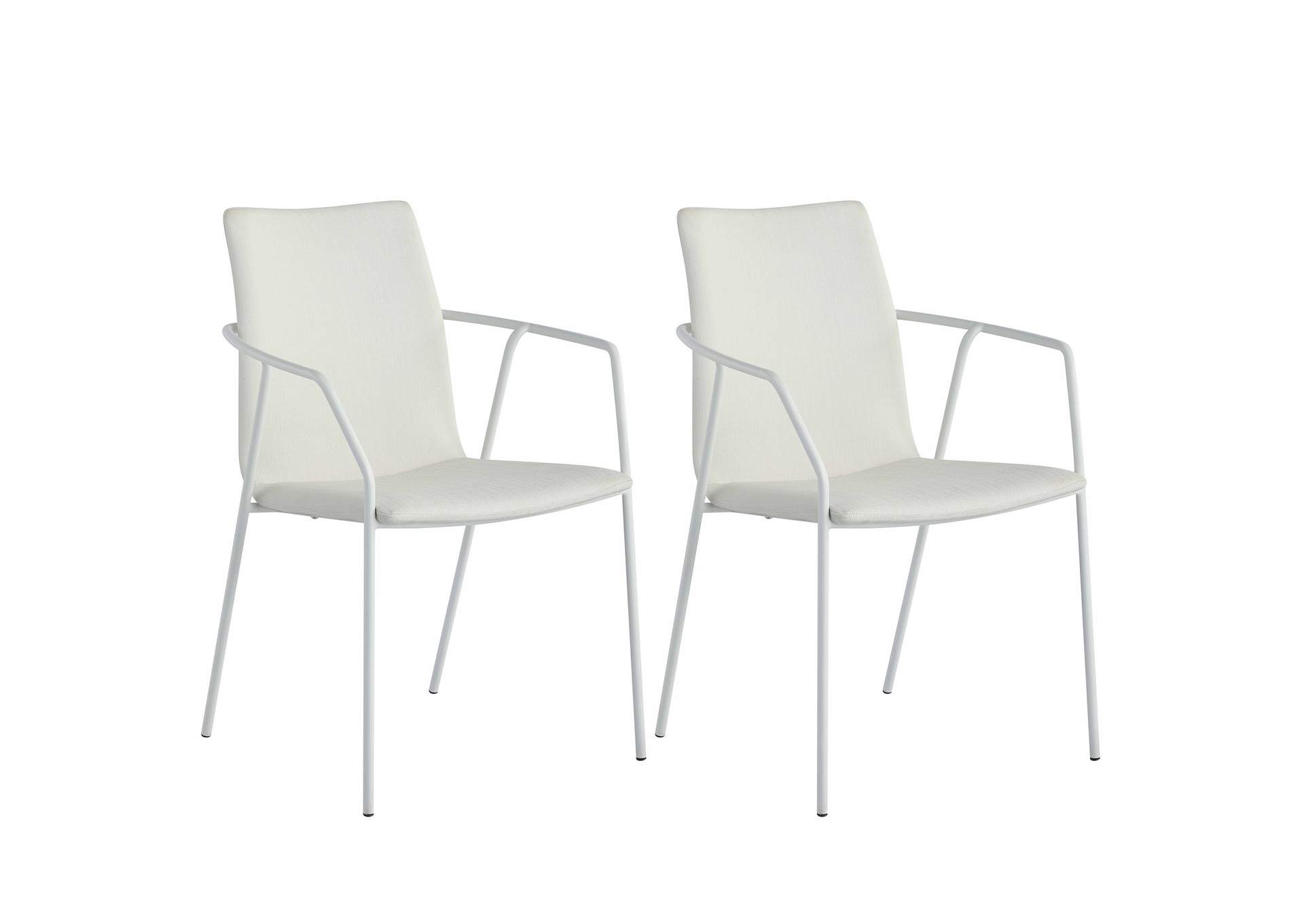 Contemporary White Upholstered Arm Chair image 9