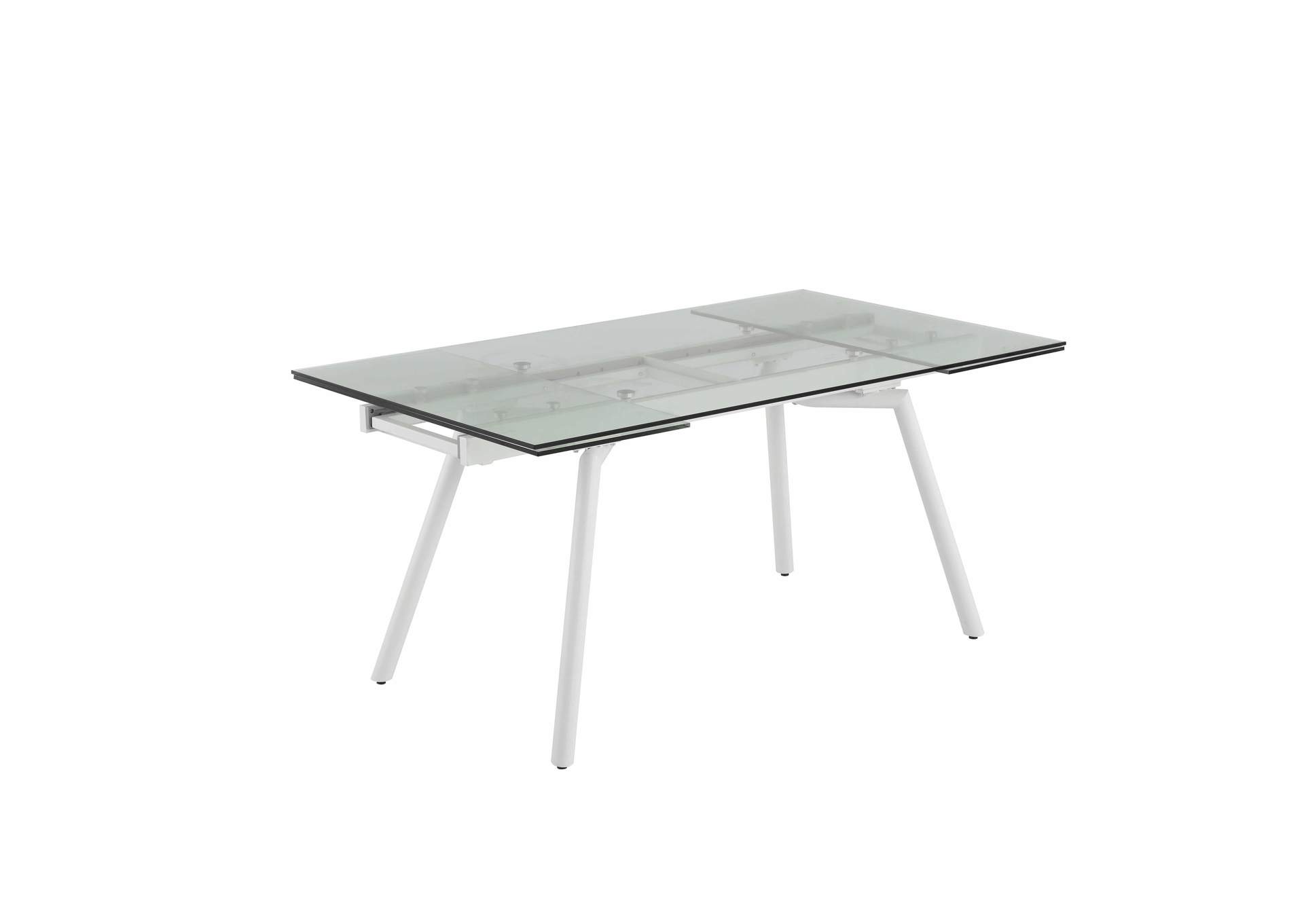 Contemporary Extendable Rectagular Clear Tempered Glass Dining Table image 3