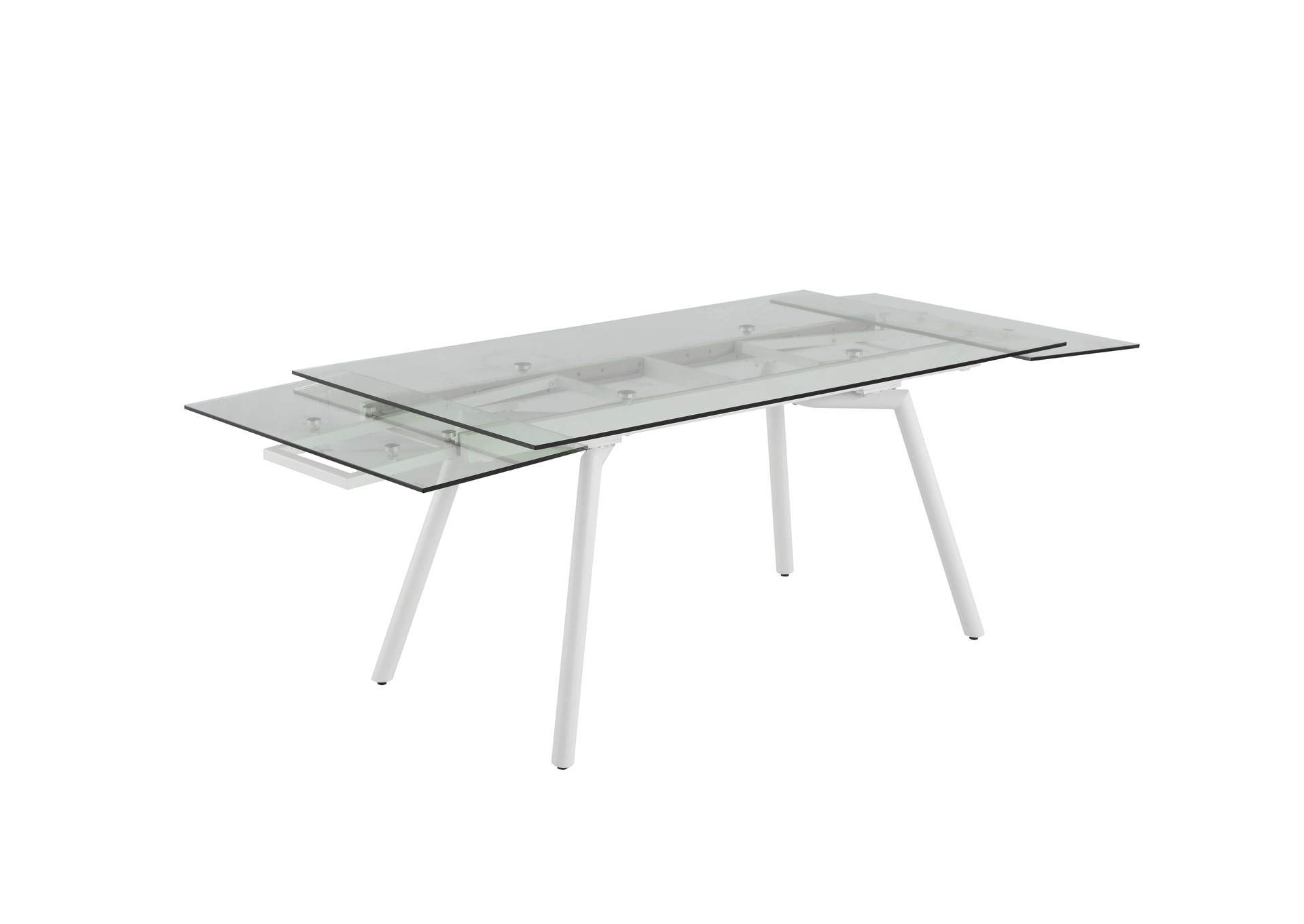 Contemporary Extendable Rectagular Clear Tempered Glass Dining Table image 4