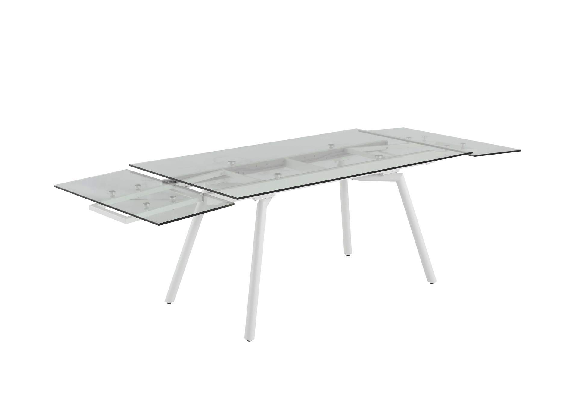 Contemporary Extendable Rectagular Clear Tempered Glass Dining Table image 5