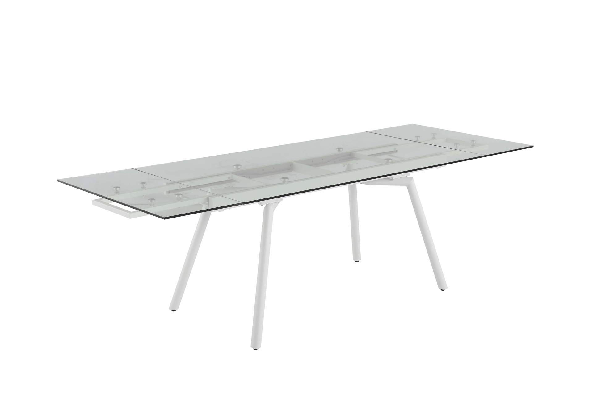 Contemporary Extendable Rectagular Clear Tempered Glass Dining Table image 1