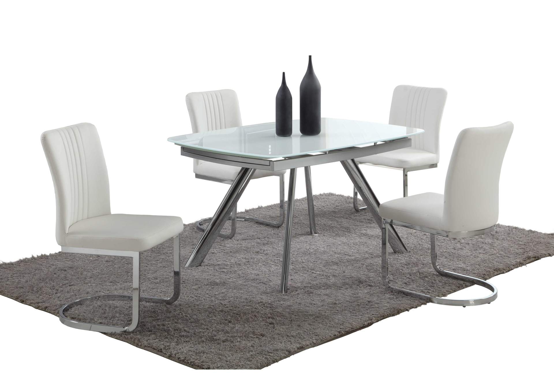 Contemporary Dining Set With Extendable Starphire Glass Table & 4 Channel Back Side Chairs image 5