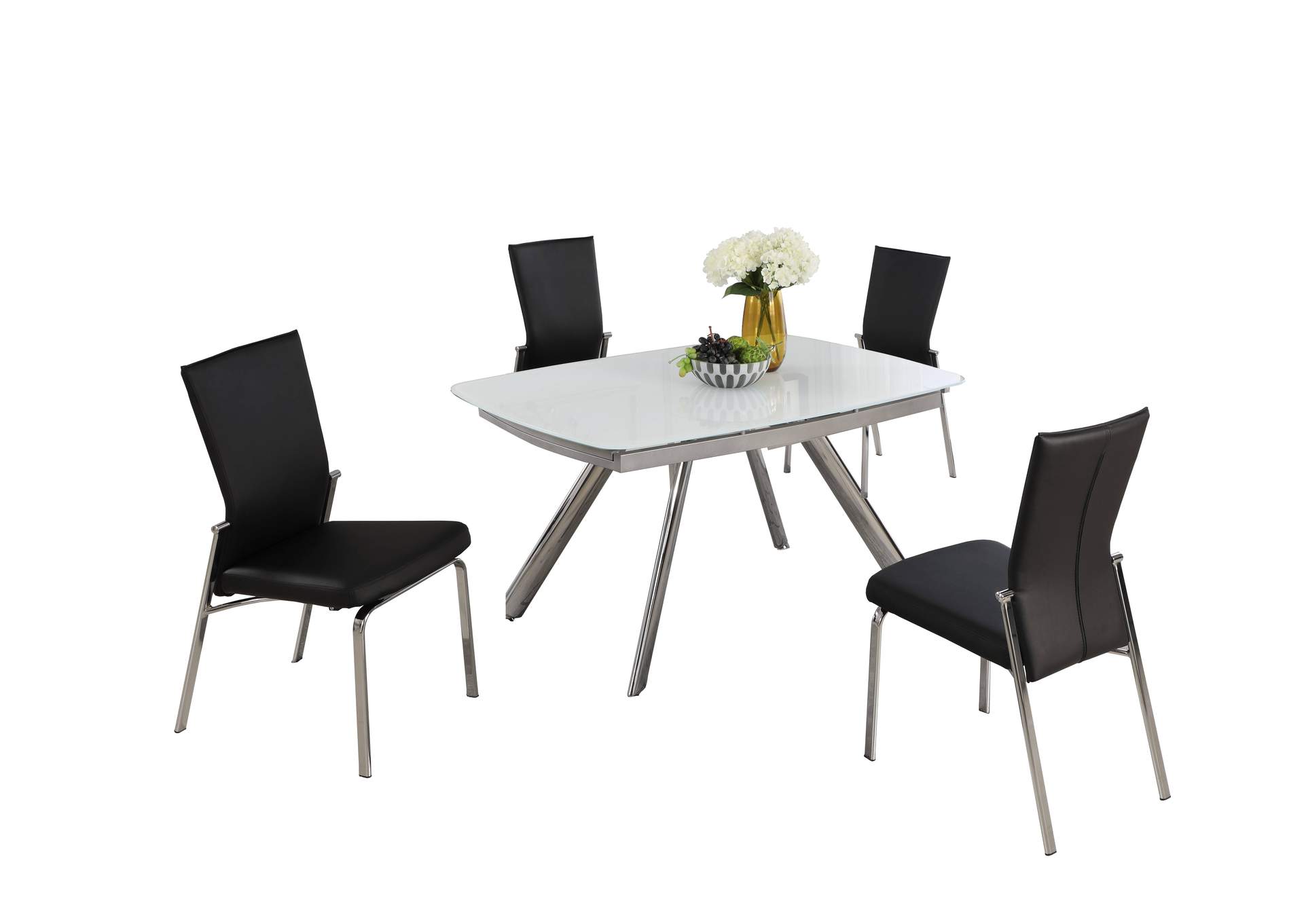 Contemporary Dining Set With Extendable Starphire Glass Table & 4 Motion Back Side Chairs image 3