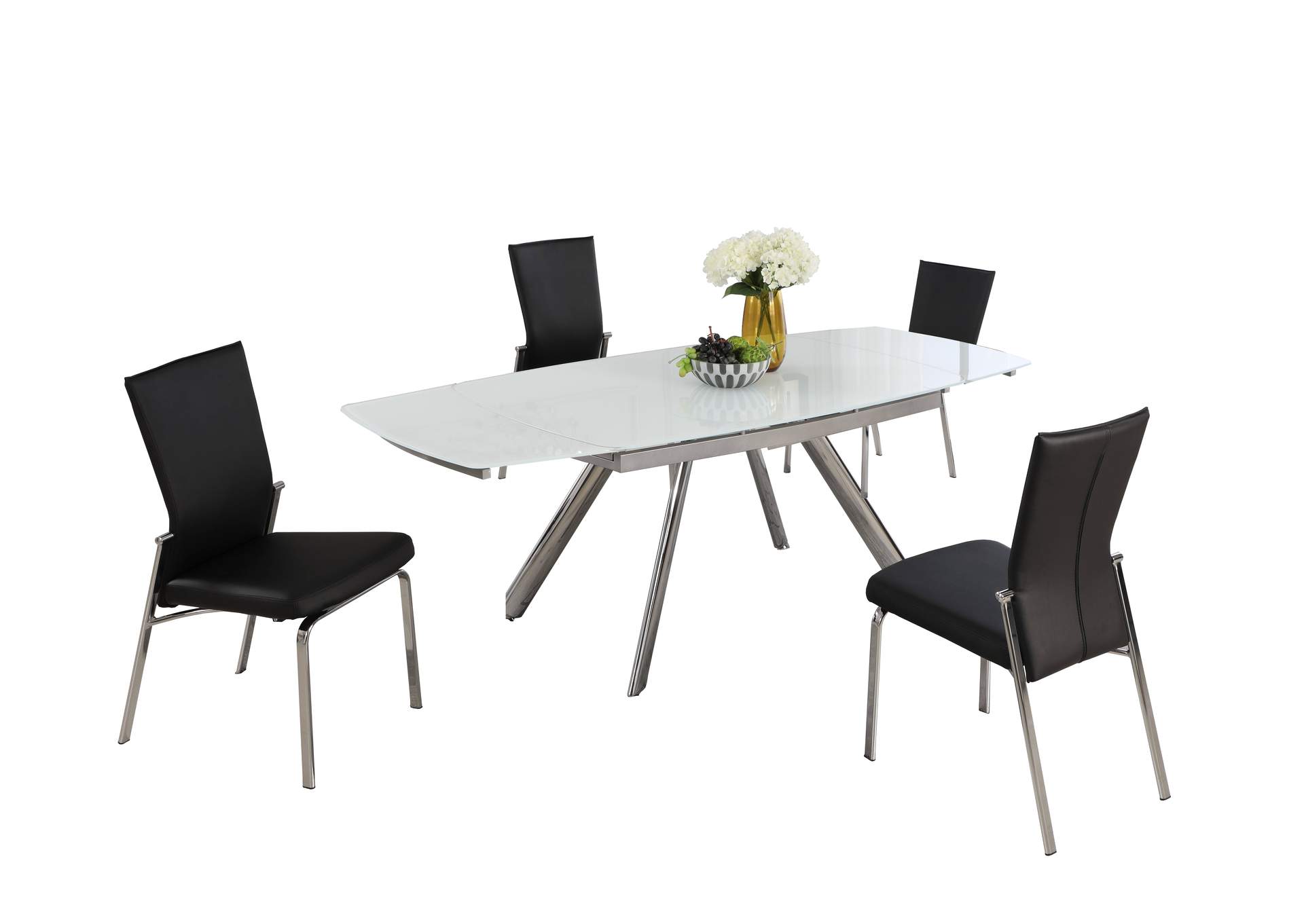 Contemporary Dining Set With Extendable Starphire Glass Table & 4 Motion Back Side Chairs image 4