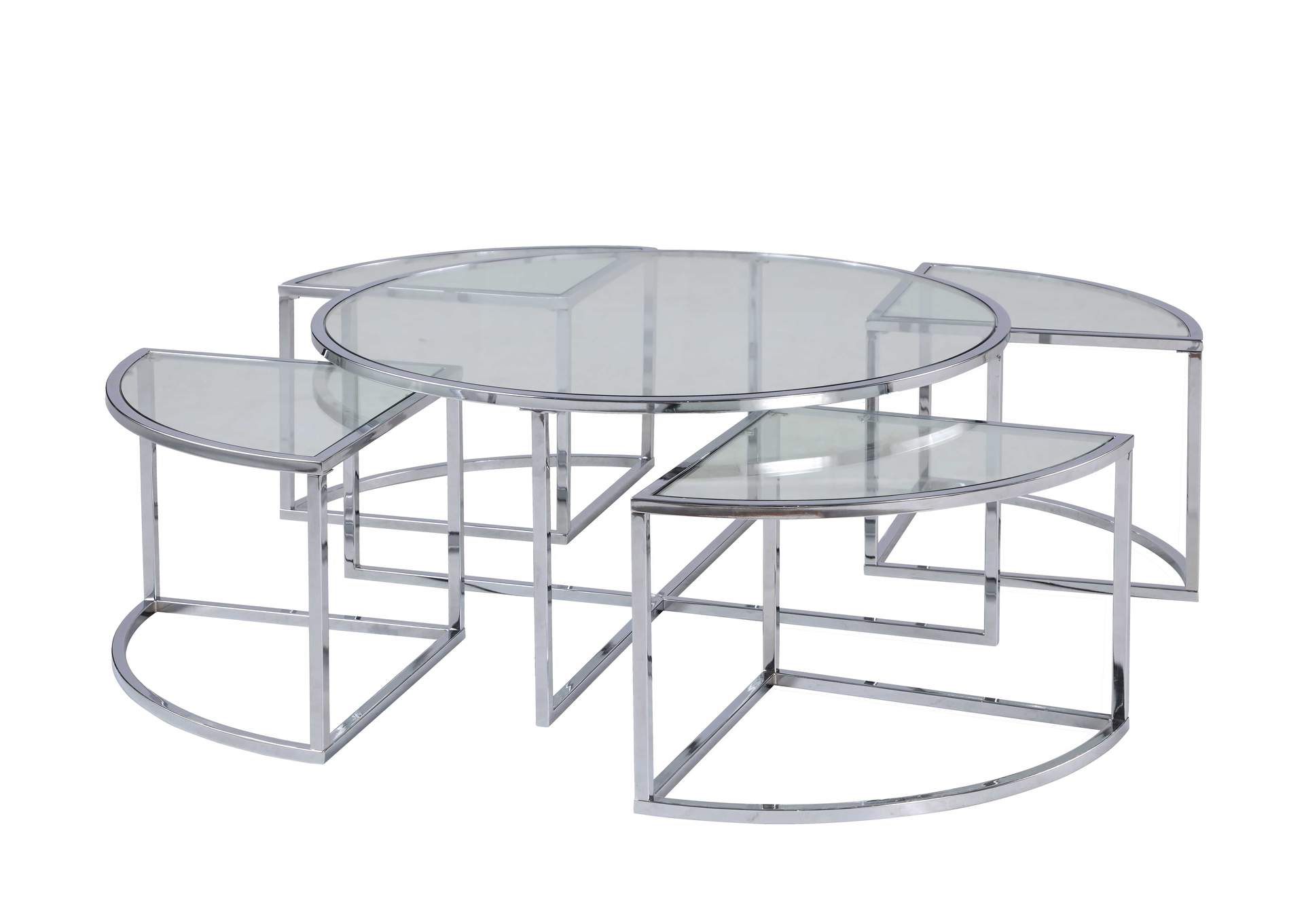 Contemporary 5 Piece Nesting Glass Cocktail Table Set image 1